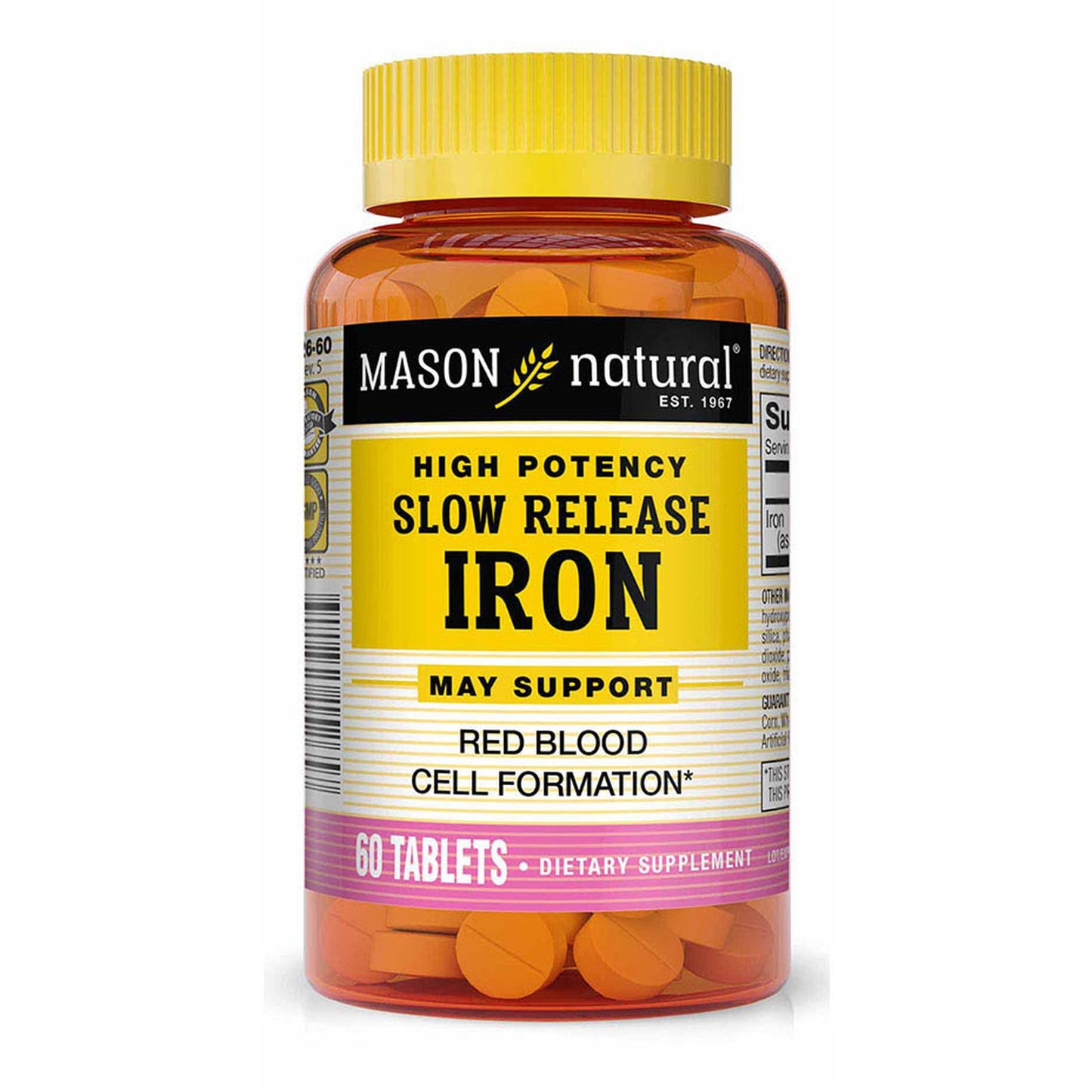 Mason Natural Slow Release Iron Tablets, 60 Count