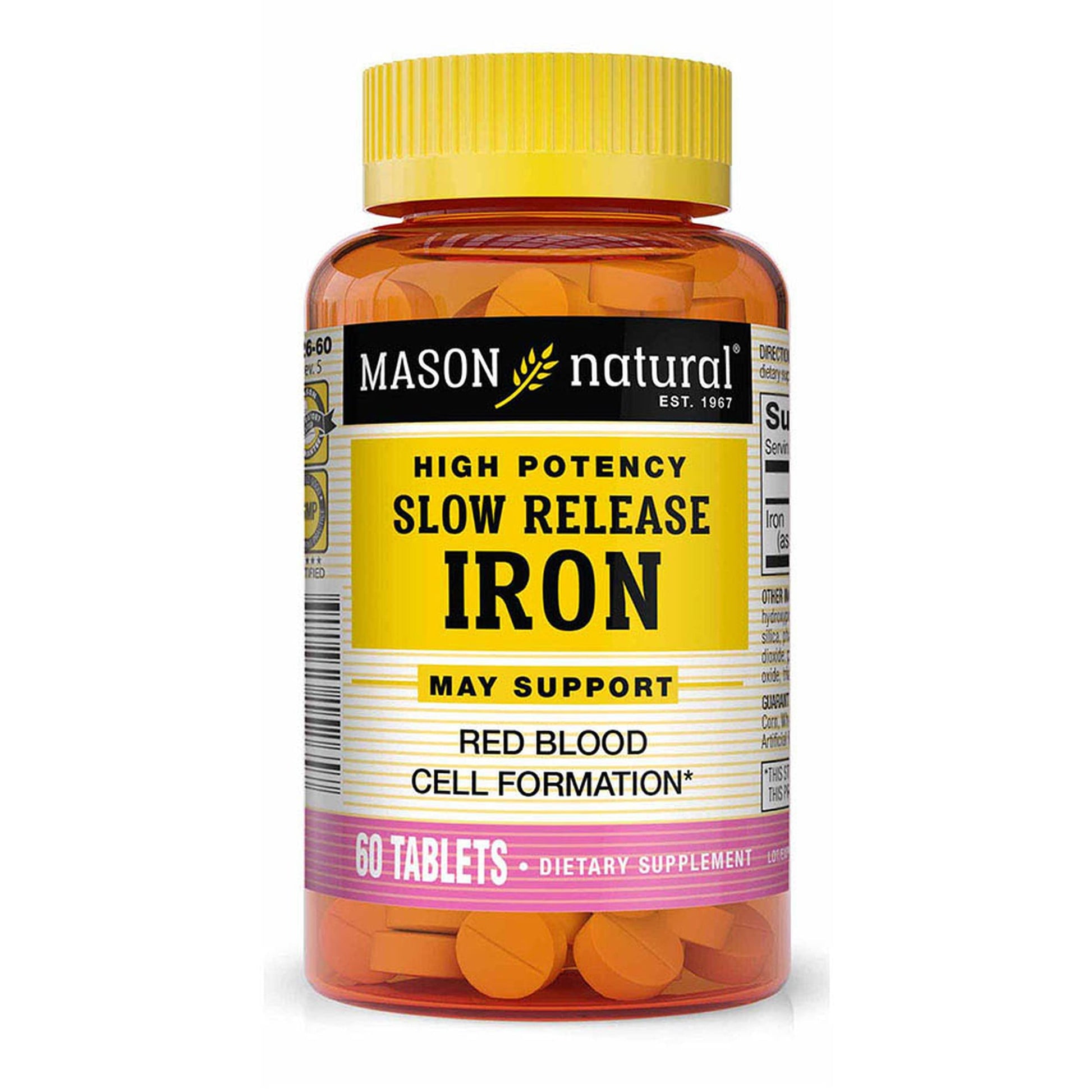 Mason Natural Slow Release Iron Tablets, 60 Count