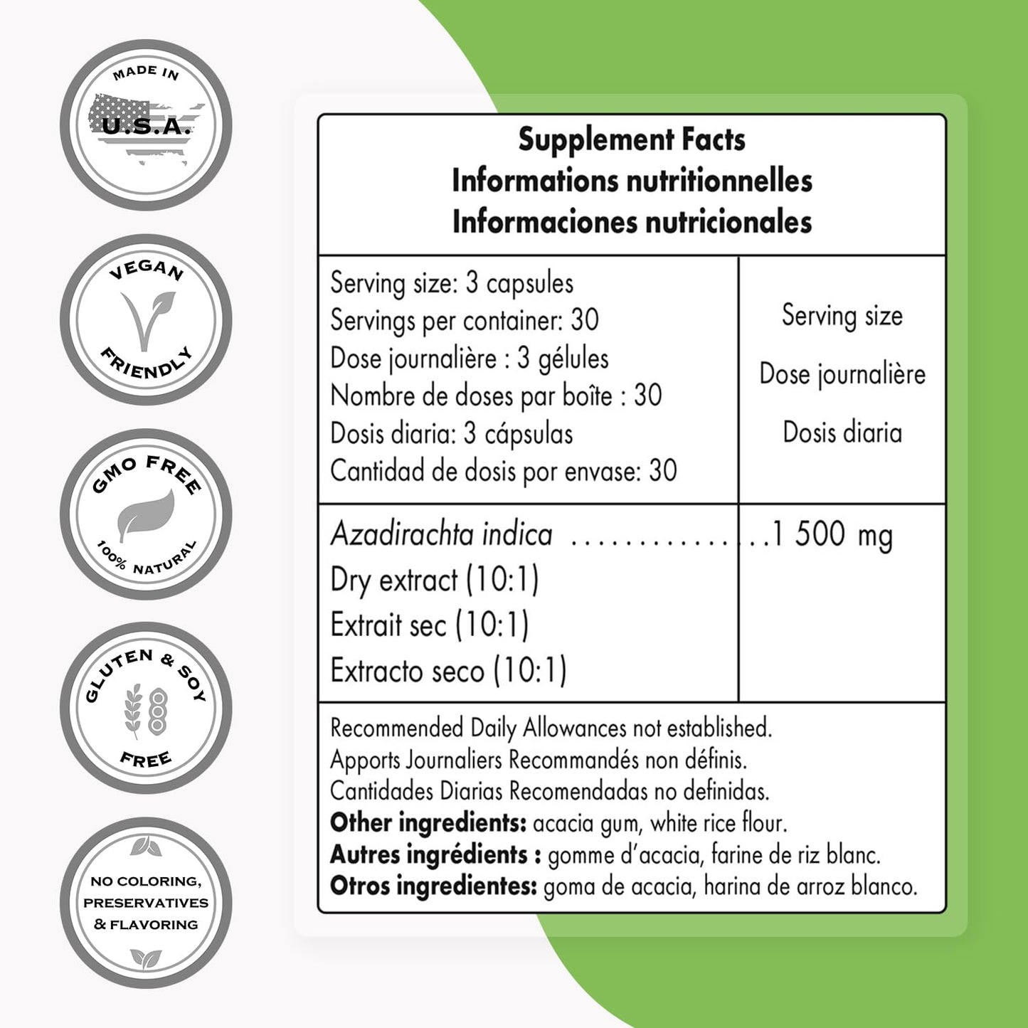 Supersmart Neem Extract 1500mg per Day Capsule, 90 Capsules