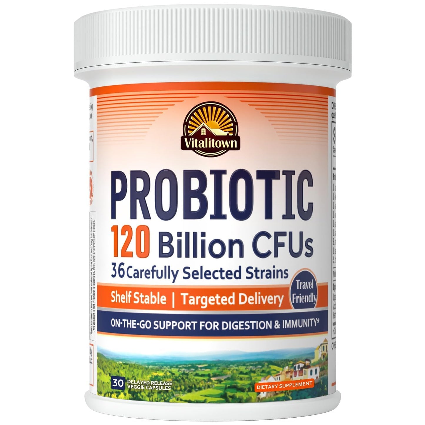 Vitalitown Probiotics 120 Billion CFUs 36 Strains + Prebiotics + Digestive Enzymes Capsule 30 Count
