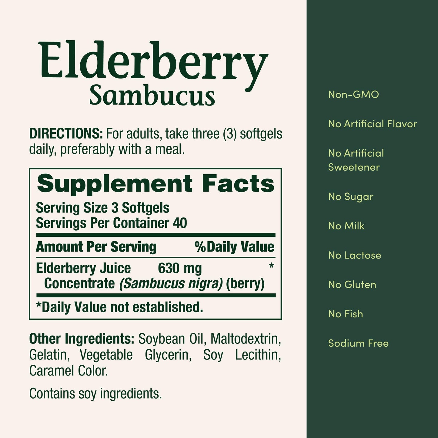 Nature's Bounty Sambucus Elderberry Herbal Supplement Softgels, 120 Count
