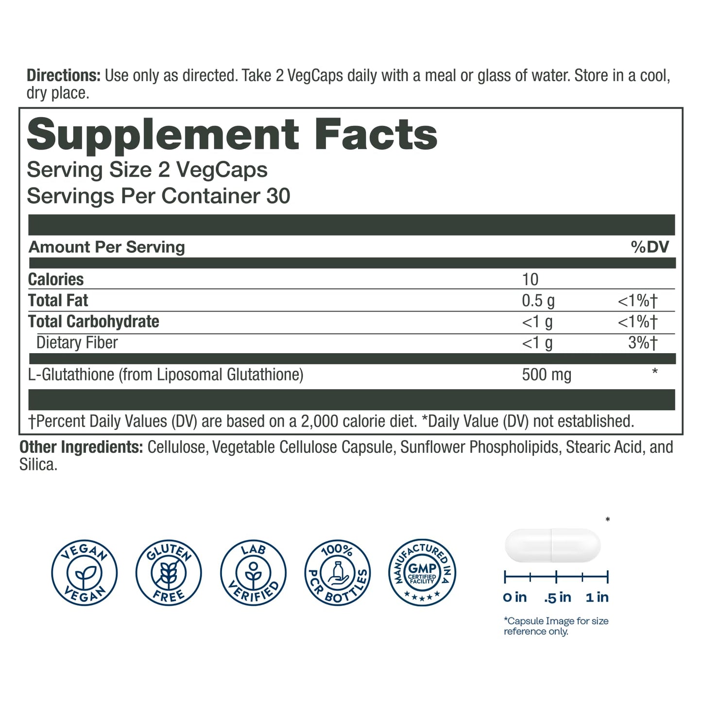 SOLARAY Liposomal Glutathione 500 mg Capsule, 60 Count