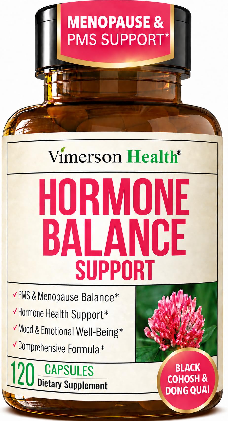 Vimerson Health Hormone Harmony for Women with Black Cohosh, Dong Quai & Red Clover – Natural Hormone Balance For Women of All Ages – Supports PMS, Menopause & Mood – Women’s Hormone Balance Supplement 60 Capsules