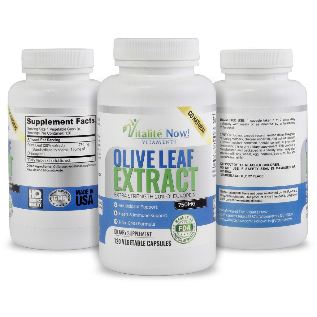 Vitalité Now! Olive Leaf Extract 750mg Capsules 120 Count