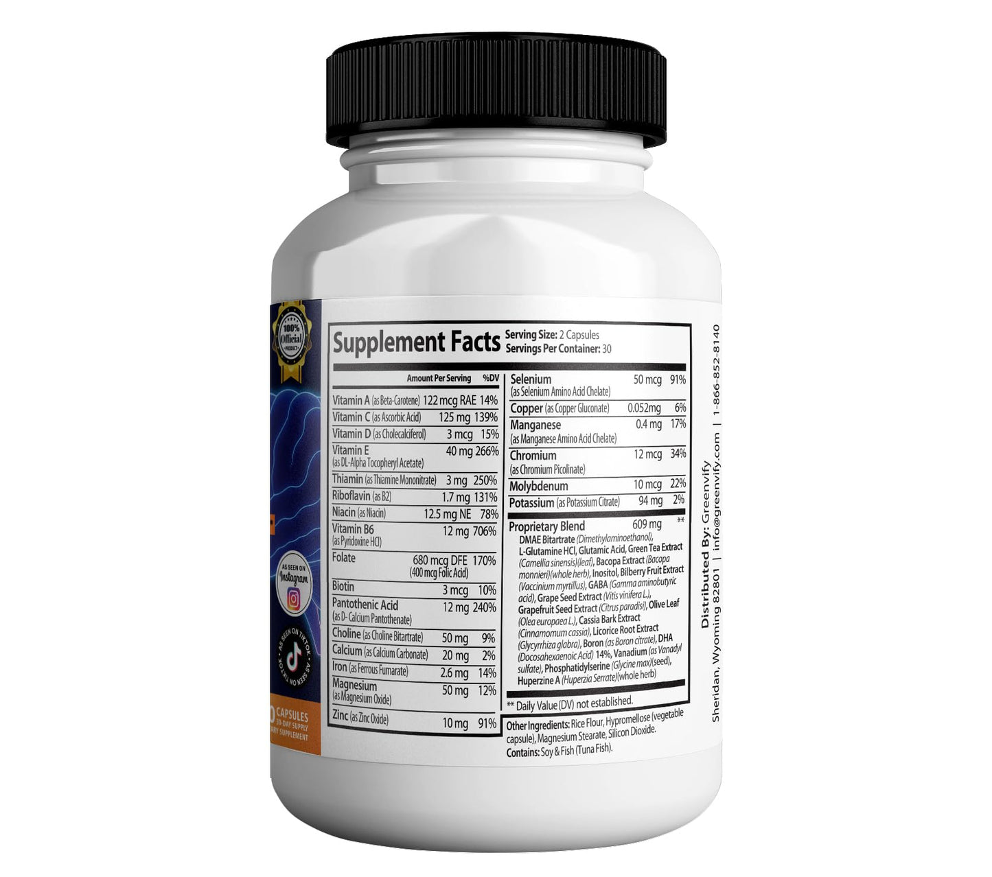 GREENVIFY Memory MAX Lift Brain Support Supplement 60 Capsules
