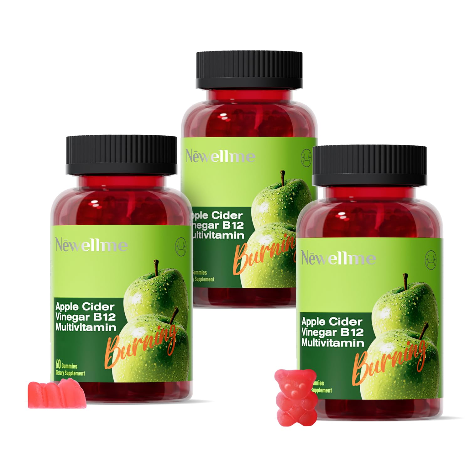 NEWELLME ACV Gummies with the Mother & B12 Gummy, 180 Count