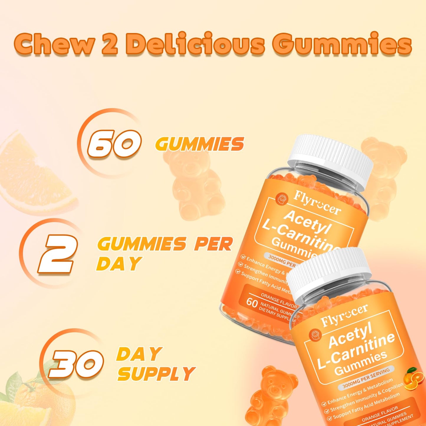 Flyrocer Acetyl L-Carnitine Gummies 60 Count