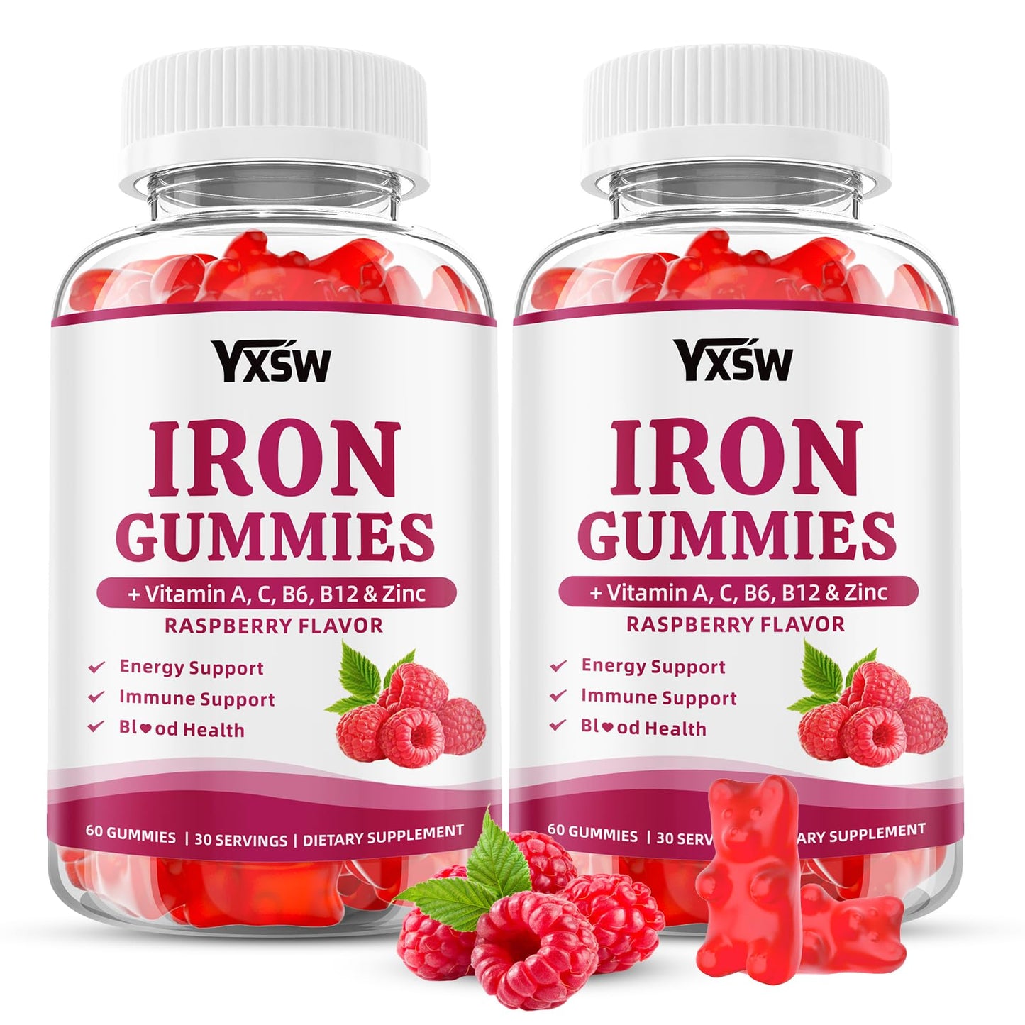 YXSW Iron Gummies for Women & Men, Gummy, 120 Count
