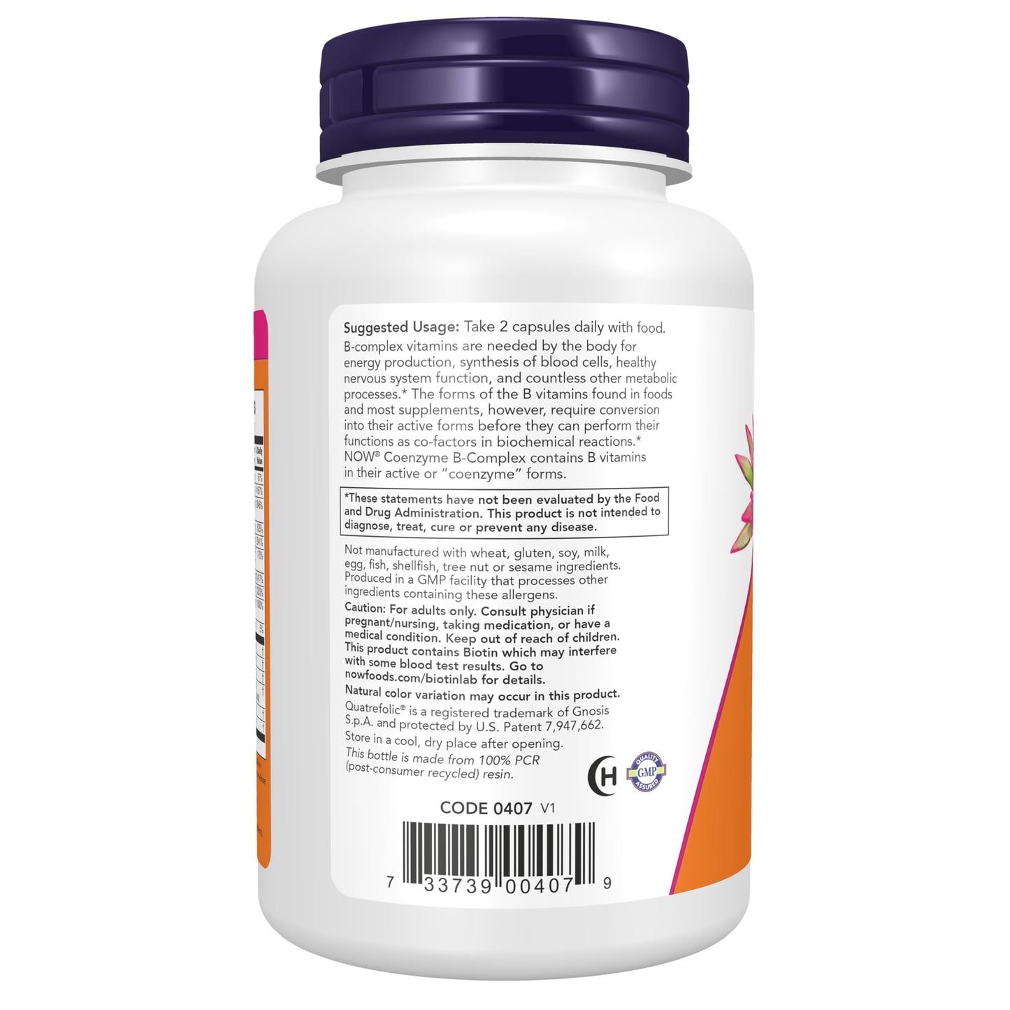NOW Foods Co-Enzyme B Complex with Alpha-Lipoic Acid and CoQ10, Capsule, 120 Count