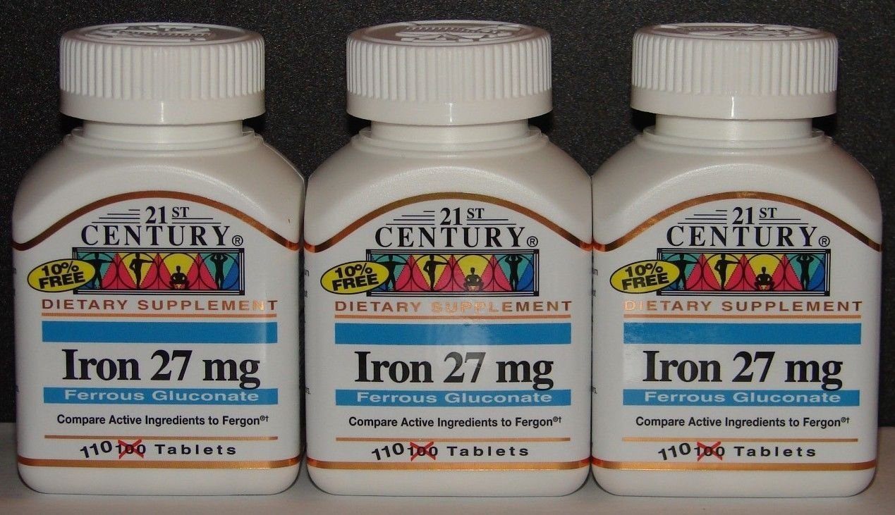 21st Century Iron 27mg Ferrous Gluconate, 330 Tablets