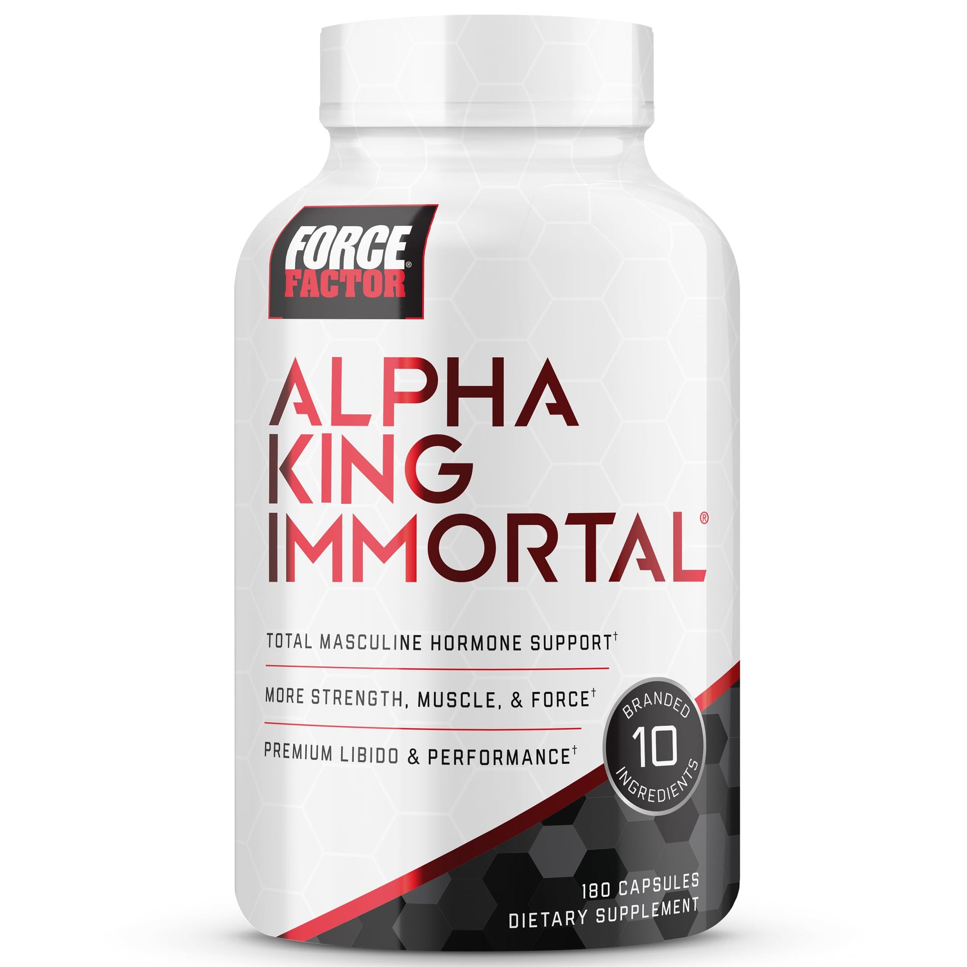 Force Factor Alpha King Immortal Total Hormone Support Testosterone Booster for Men with Fenugreek Seed, 180 Capsules