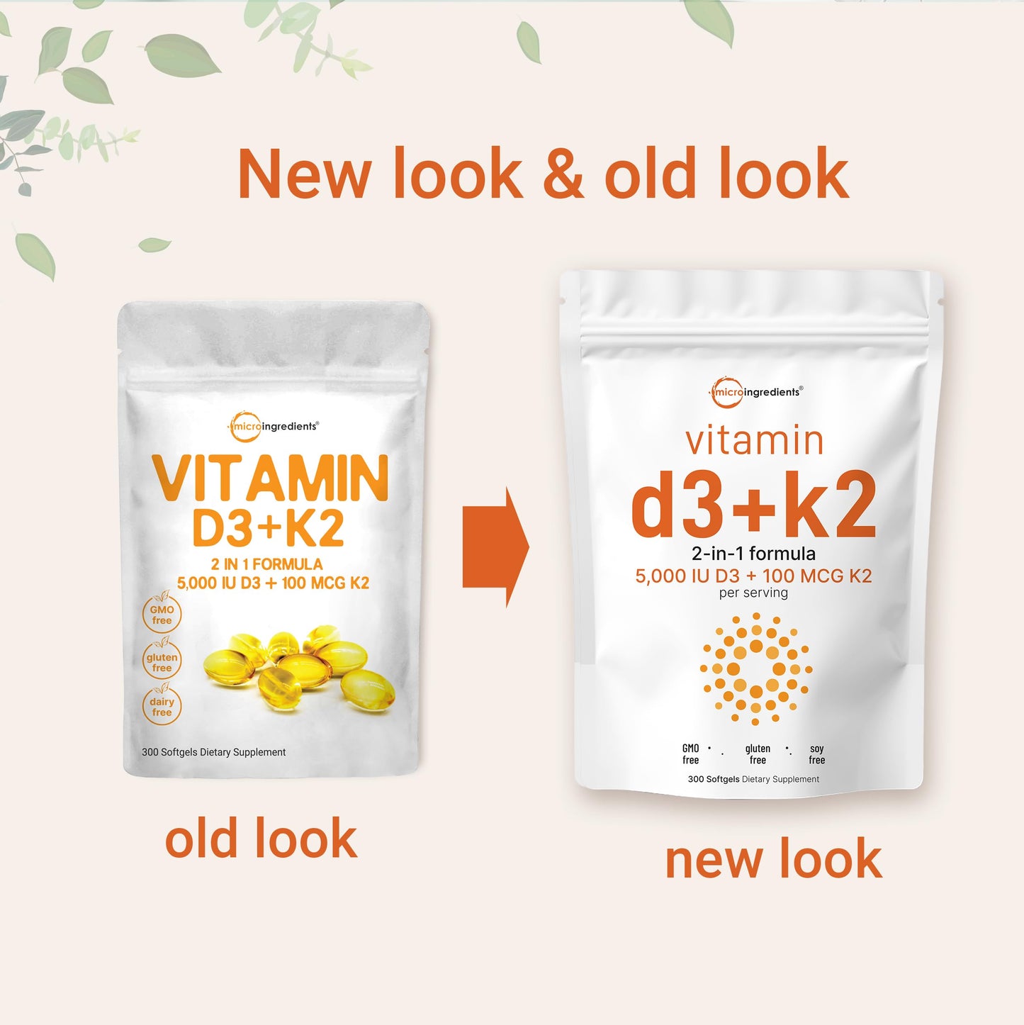 Micro Ingredients Vitamin D3 5,000 IU + K2 MK-7 100 mcg Softgels, 600-count