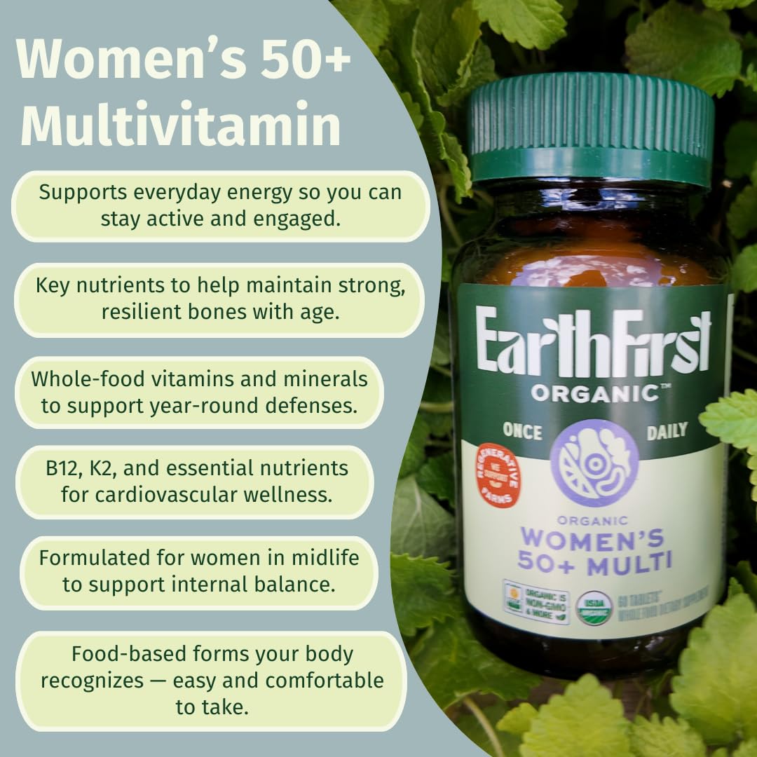 EarthFirst Organic Once Daily Multivitamin for Women 50+ Tablets, 30 Count