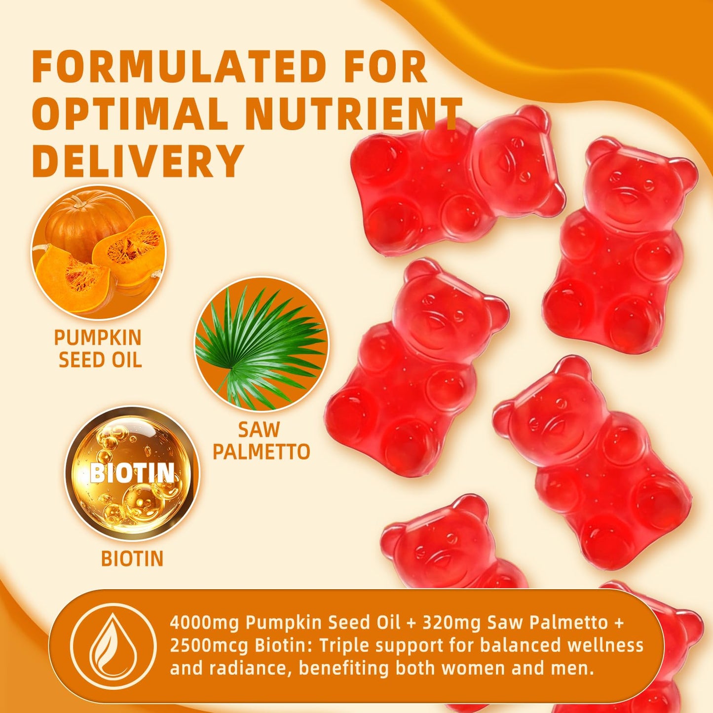 XIHOLIY Pumpkin Seed Oil Gummies 4000mg with Saw Palmetto, 60 Gummies
