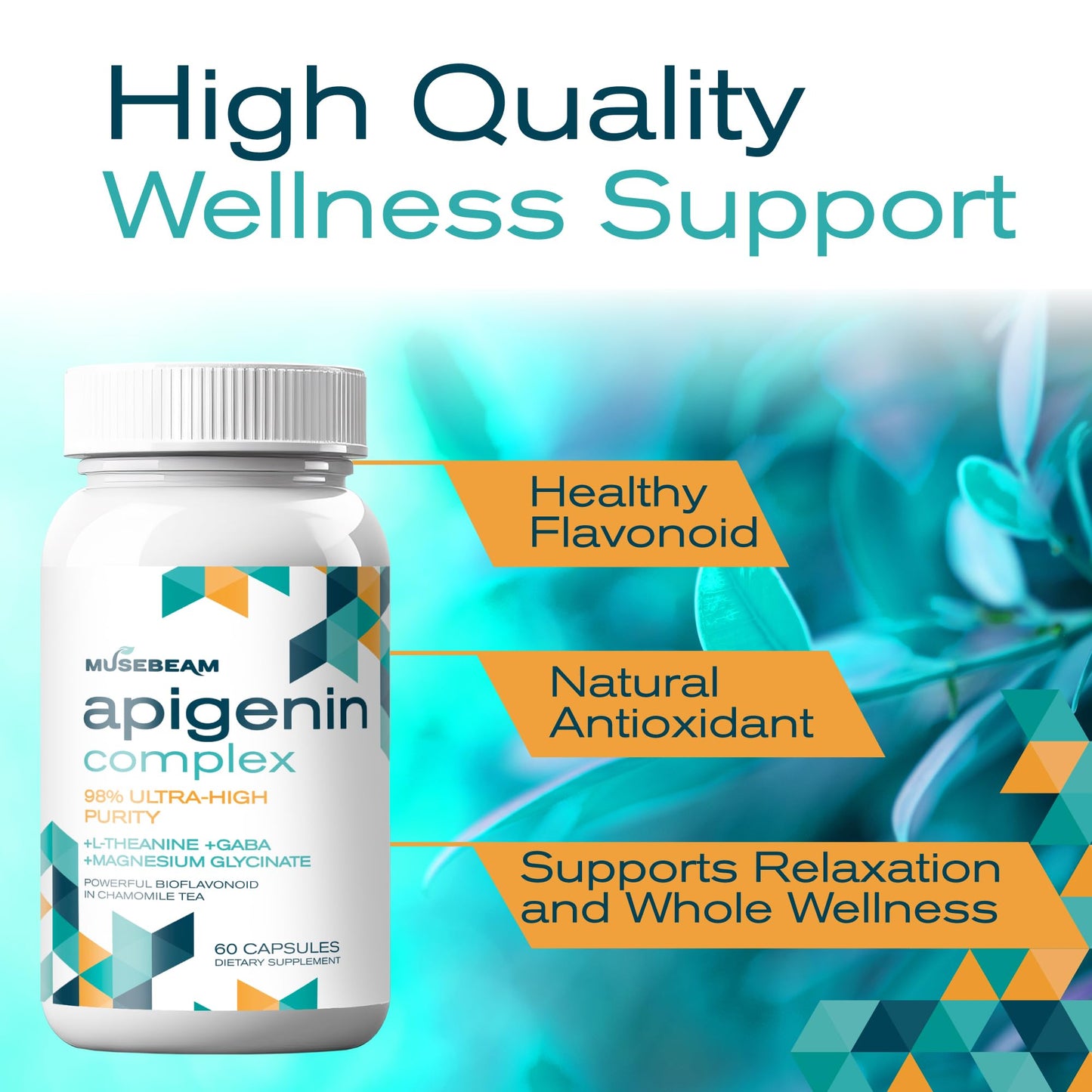 Musebeam Apigenin Supplement for Rest and Relaxation Support Capsule, 60 Count