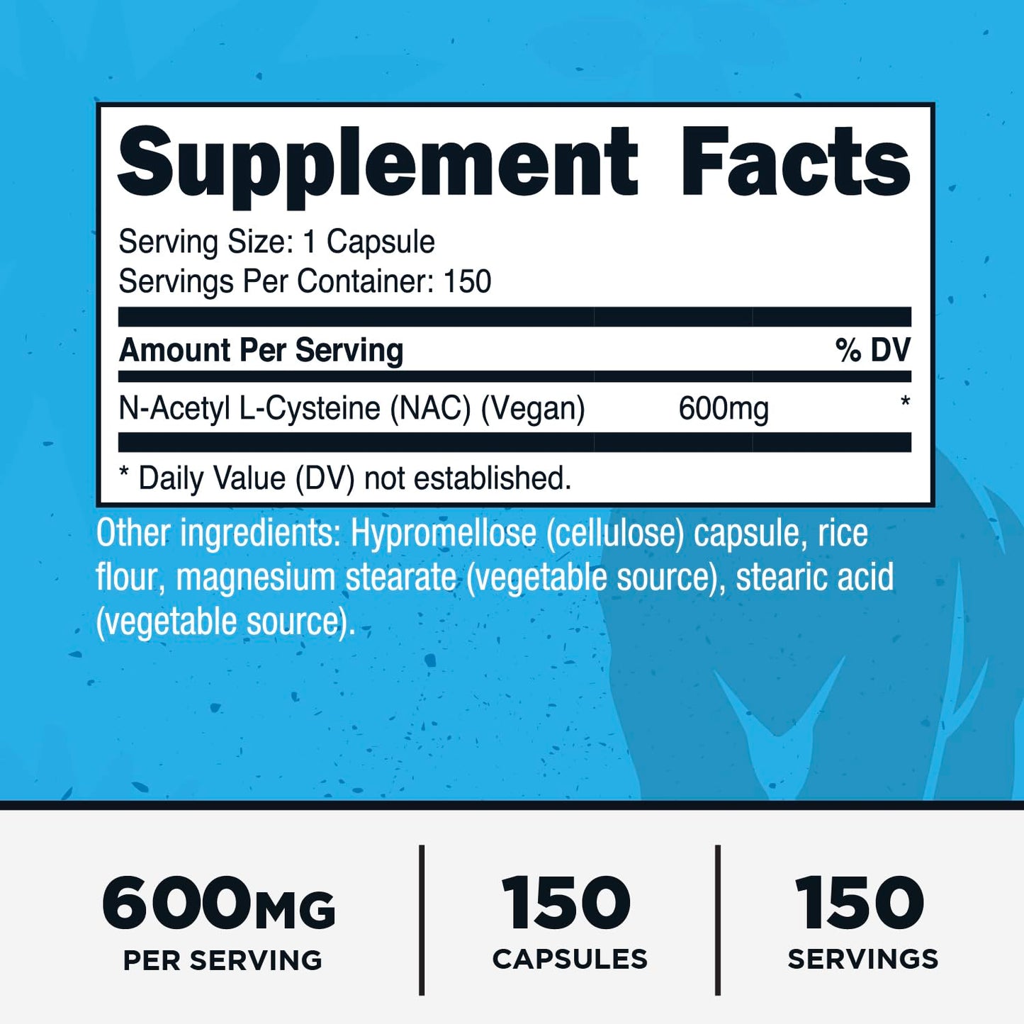 Primal N-Acetyl L-Cysteine 600mg Capsules, 150 Count