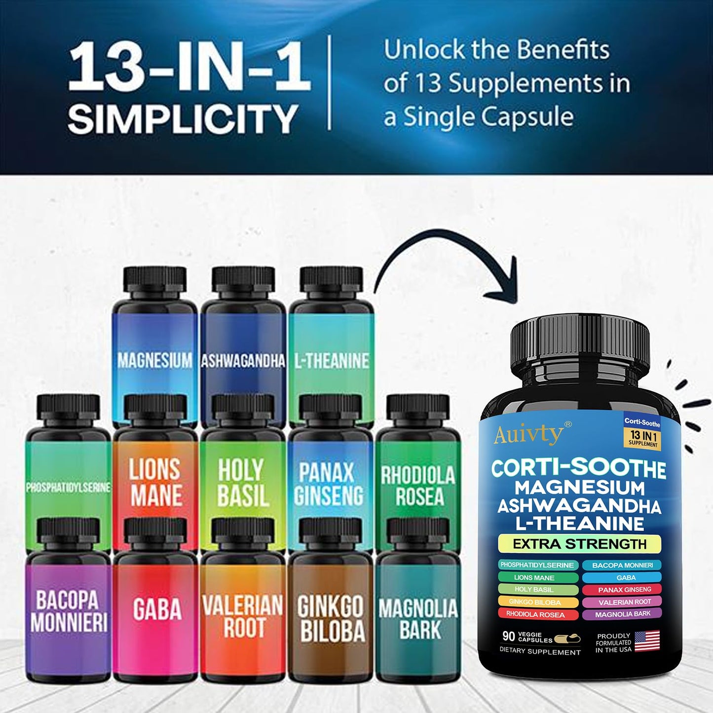 Auivty Cortisol Manager & Adrenal Support 90 Capsules