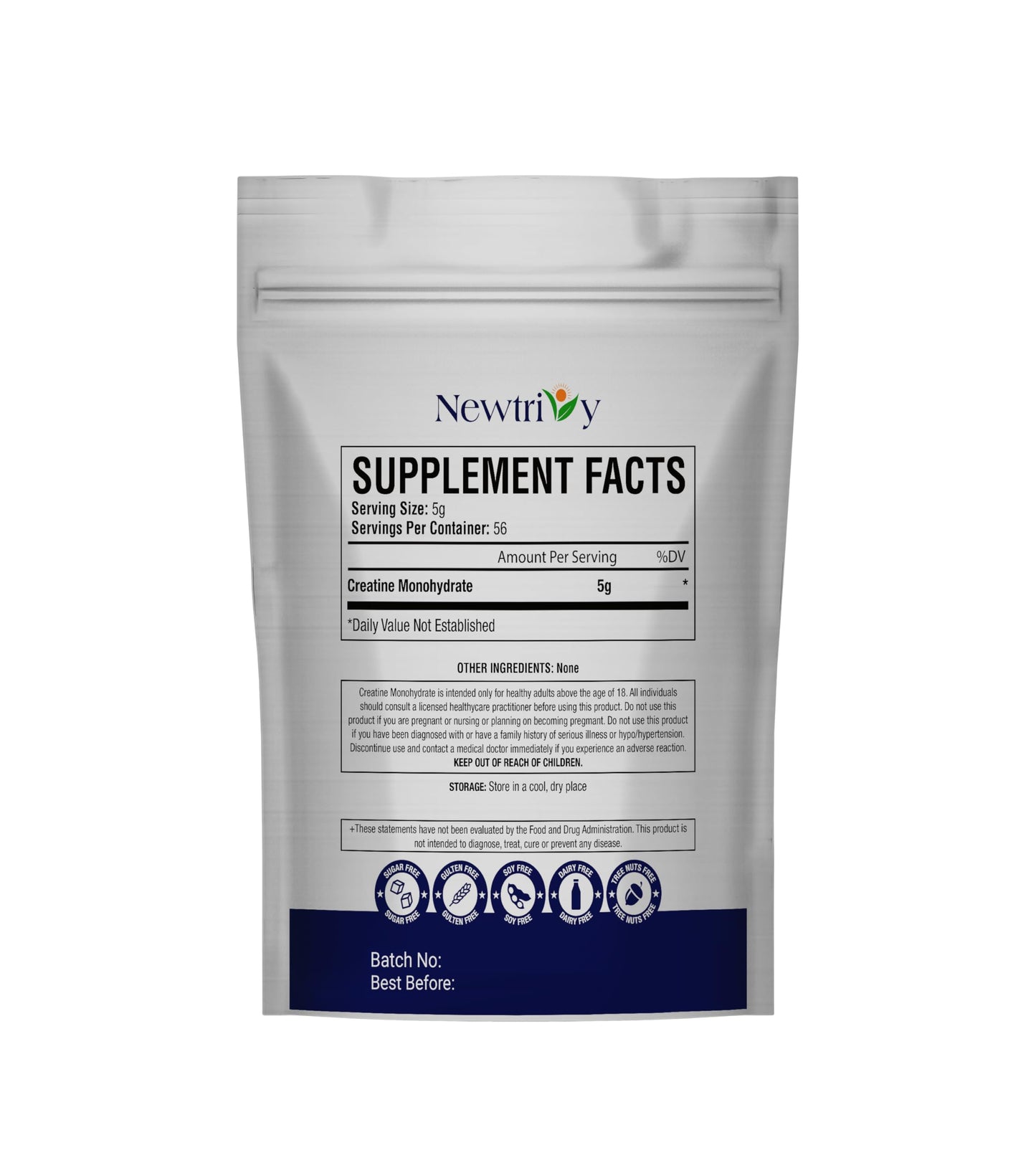 Newtrivy Creatine Monohydrate, Micronized, Pure, Unflavored Powder 9.87 Ounce