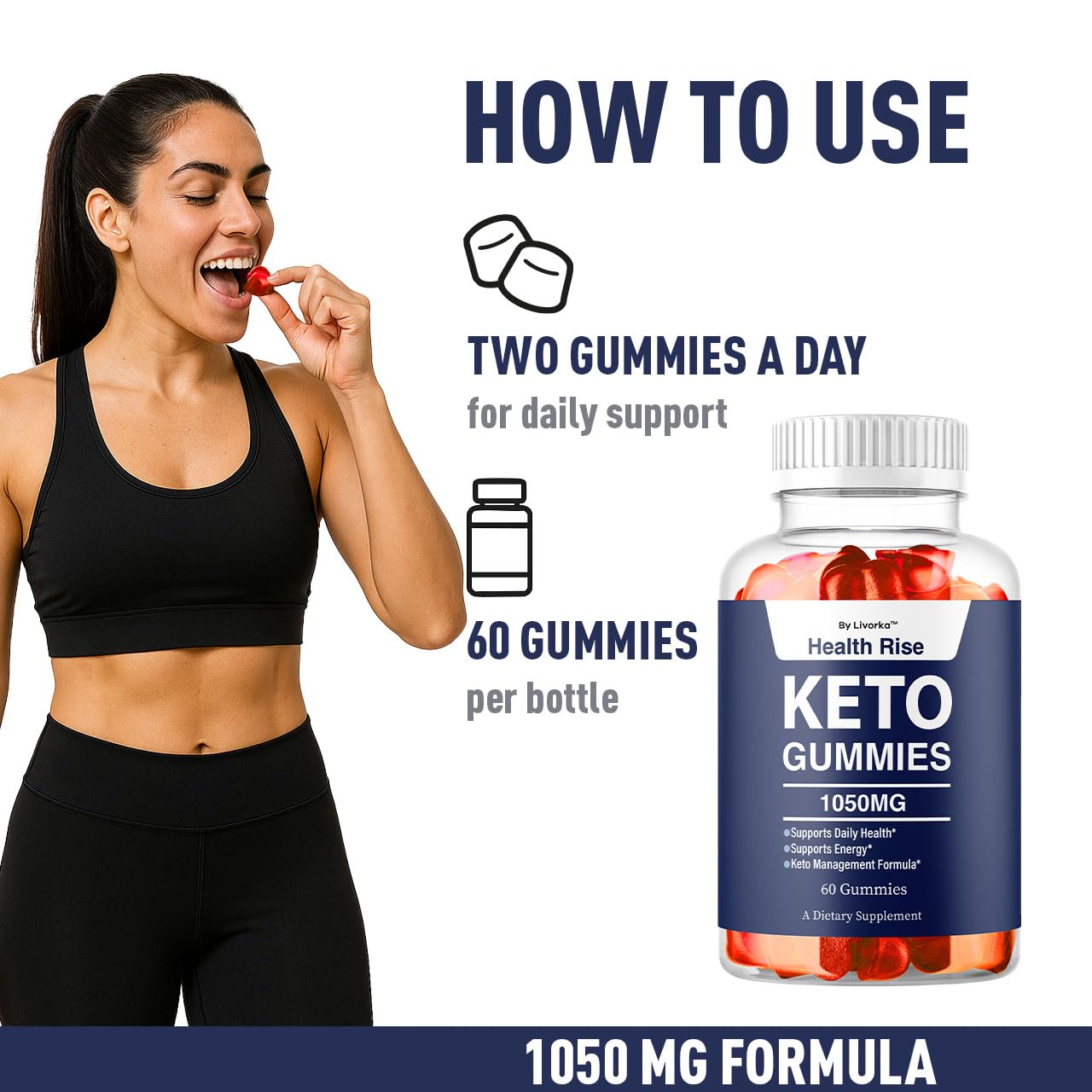 LIVORKA Health Rise Keto ACV Gummies 60 Count