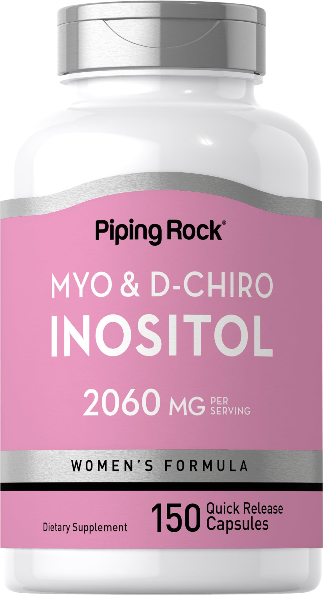 Piping Rock Myo-Inositol & D-Chiro Inositol Supplement Capsules, 150 Count