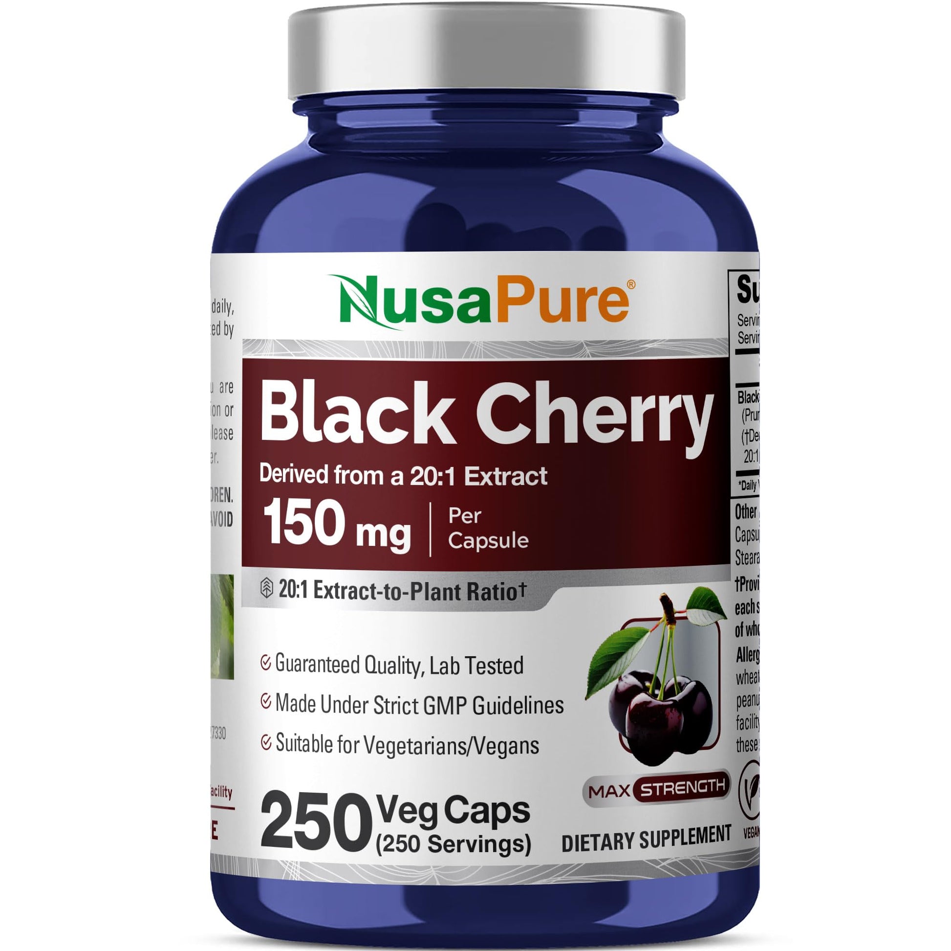 NusaPure Black Cherry Extract 150mg Capsule, 250 Veg Capsules