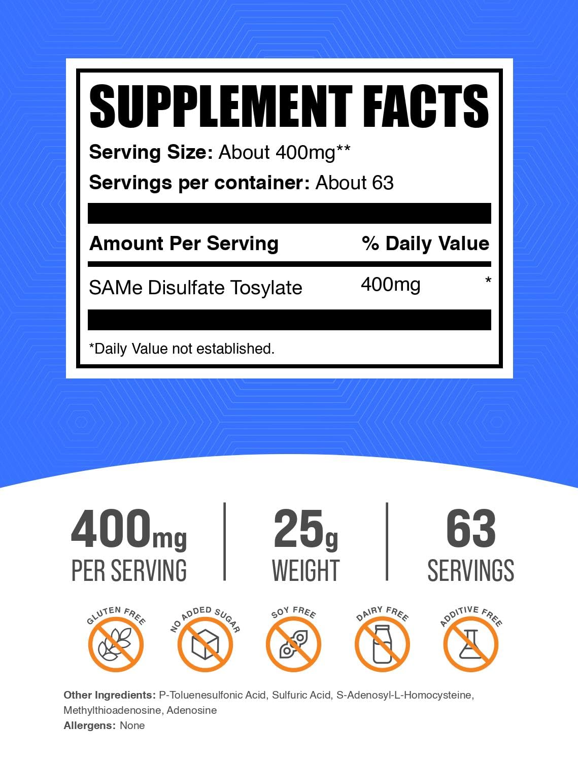 BulkSupplements S-Adenosyl-L-Methionine (SAM-e) Powder 0.88 oz