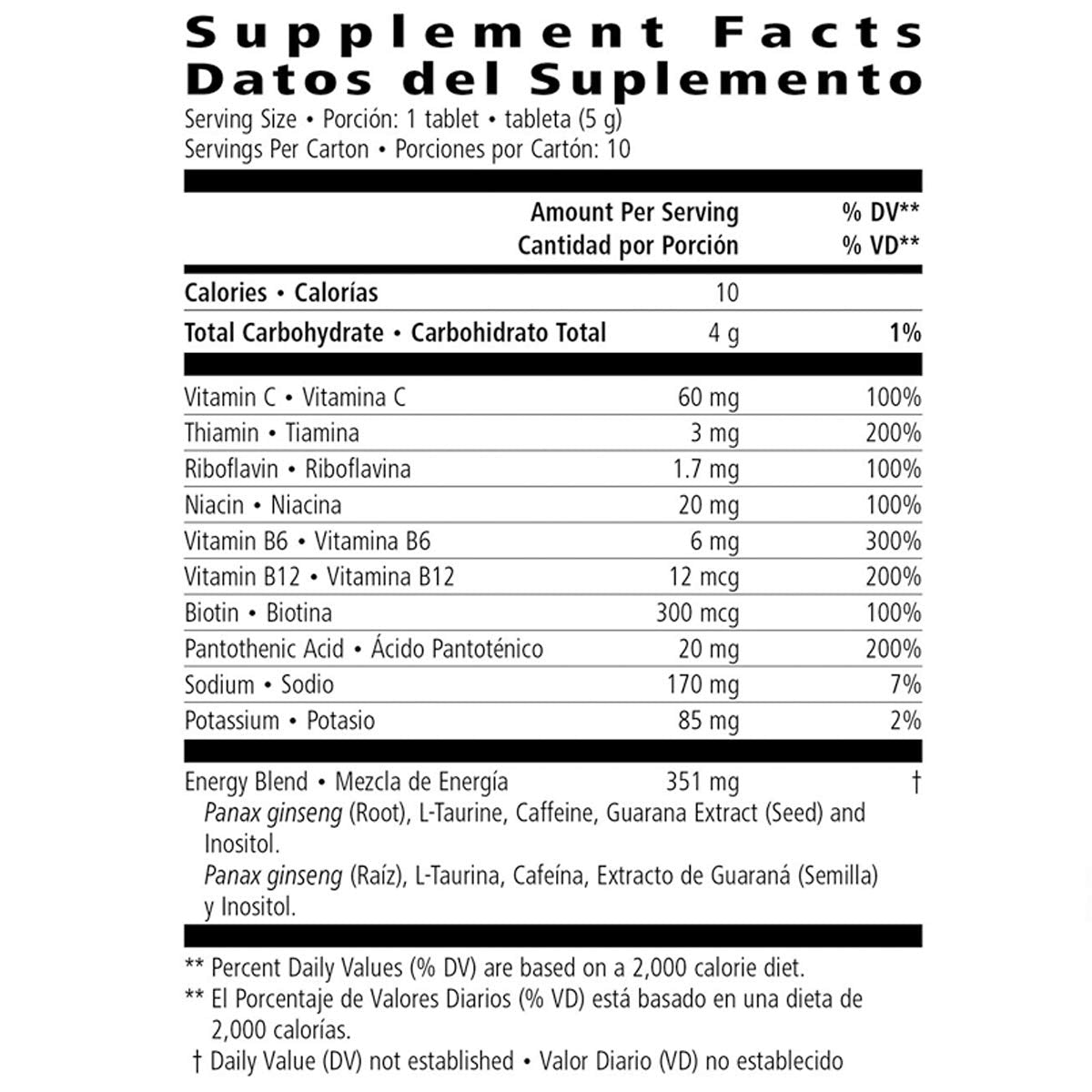 Herbalife Effervescent Energy Supplement Tropical Fruit Force, 10 Tablets