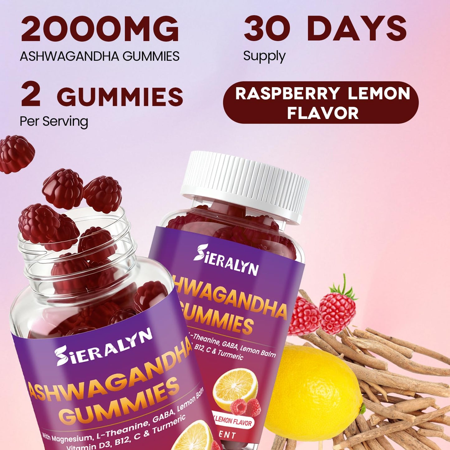 Sieralyn Ashwagandha Gummies 2000mg, 60 Count