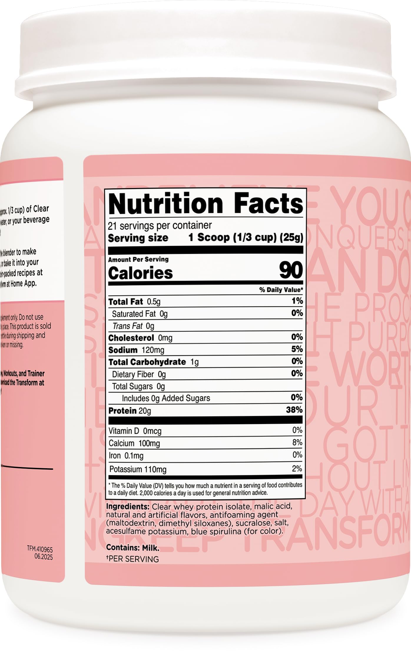 TransformHQ Clear Protein Powder (Cotton Candy) 18.8 oz