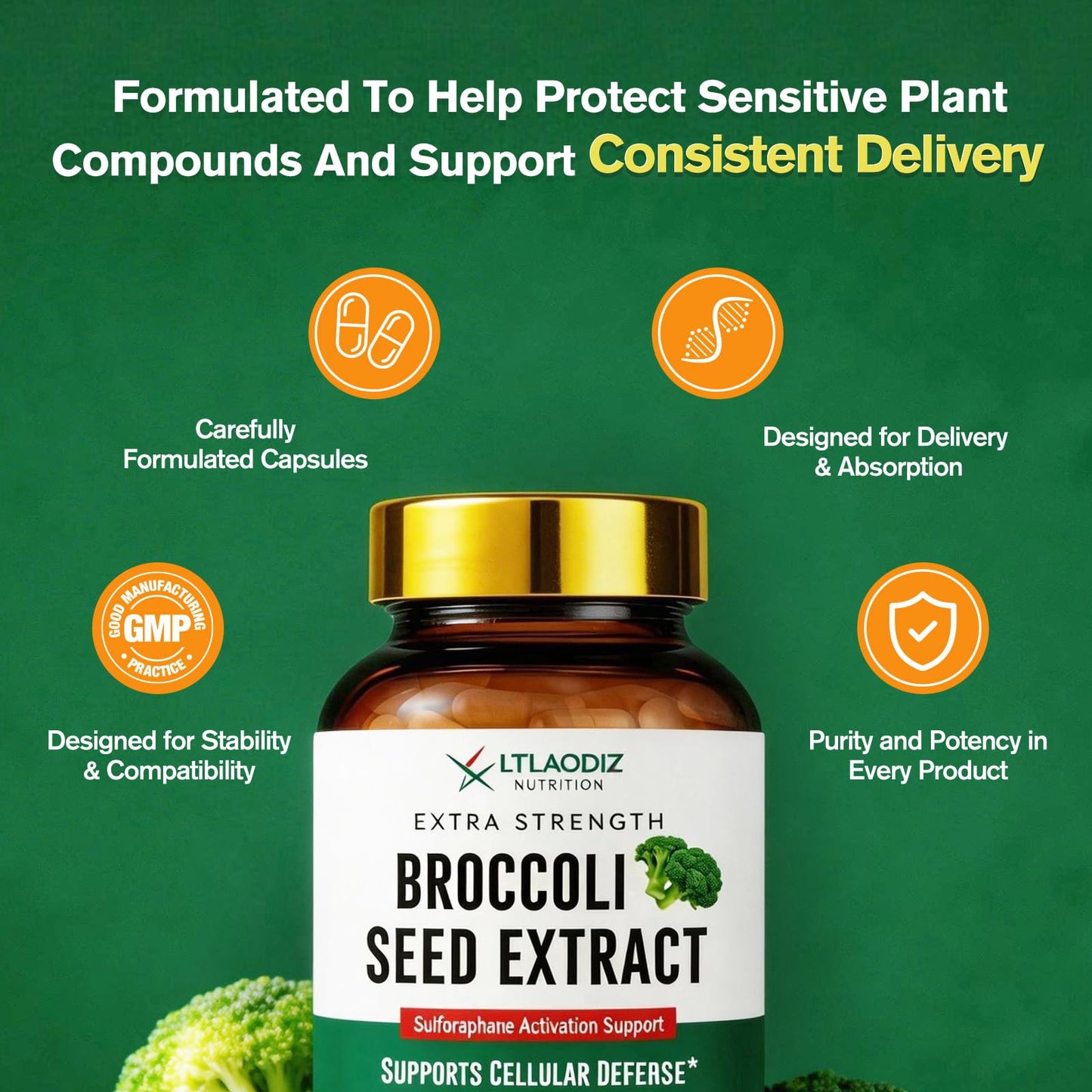 LTTLAODIZ Sulforaphane Supplement from Broccoli, 120 Capsules