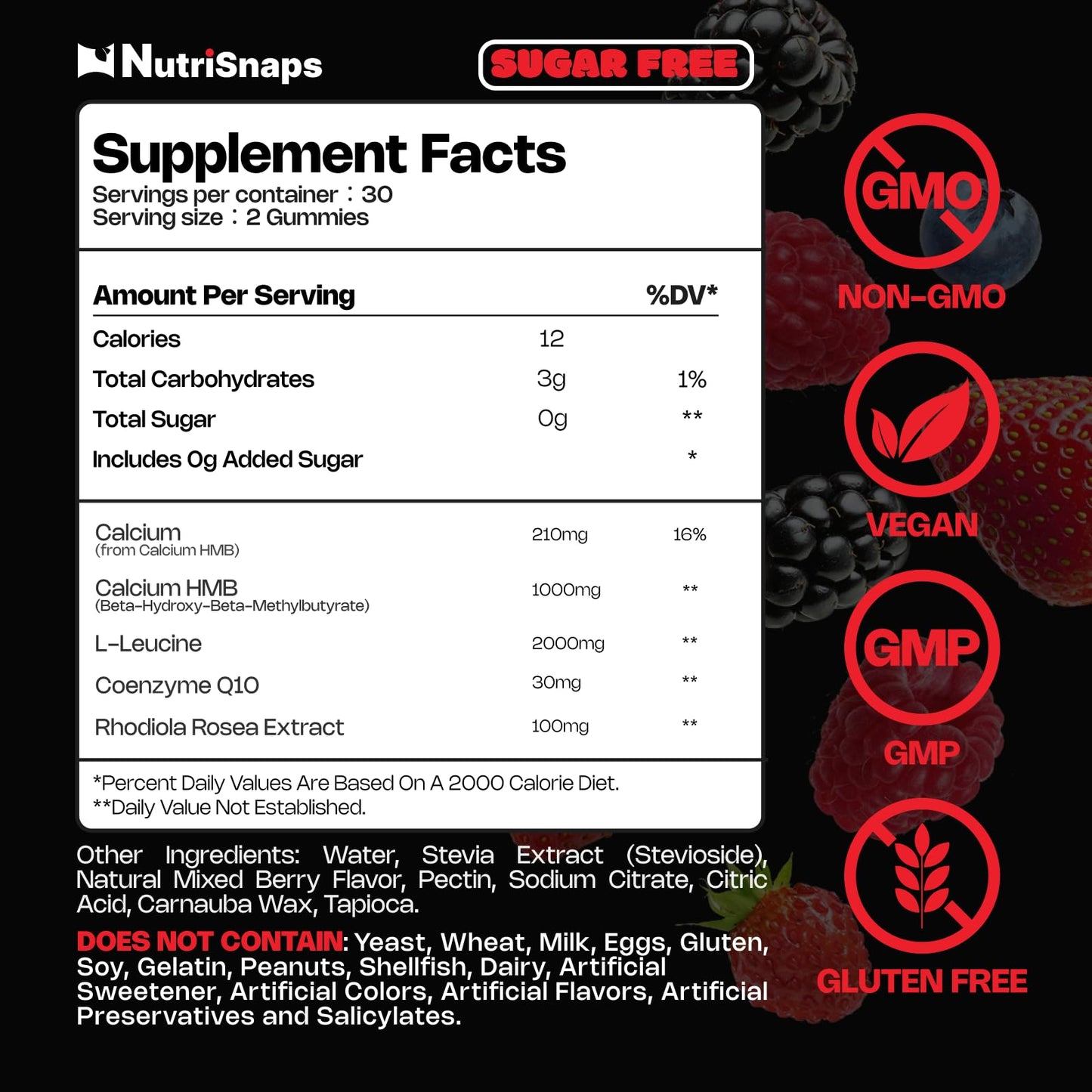 Nutrisnaps HMB and Leucine Gummies, 60 Count