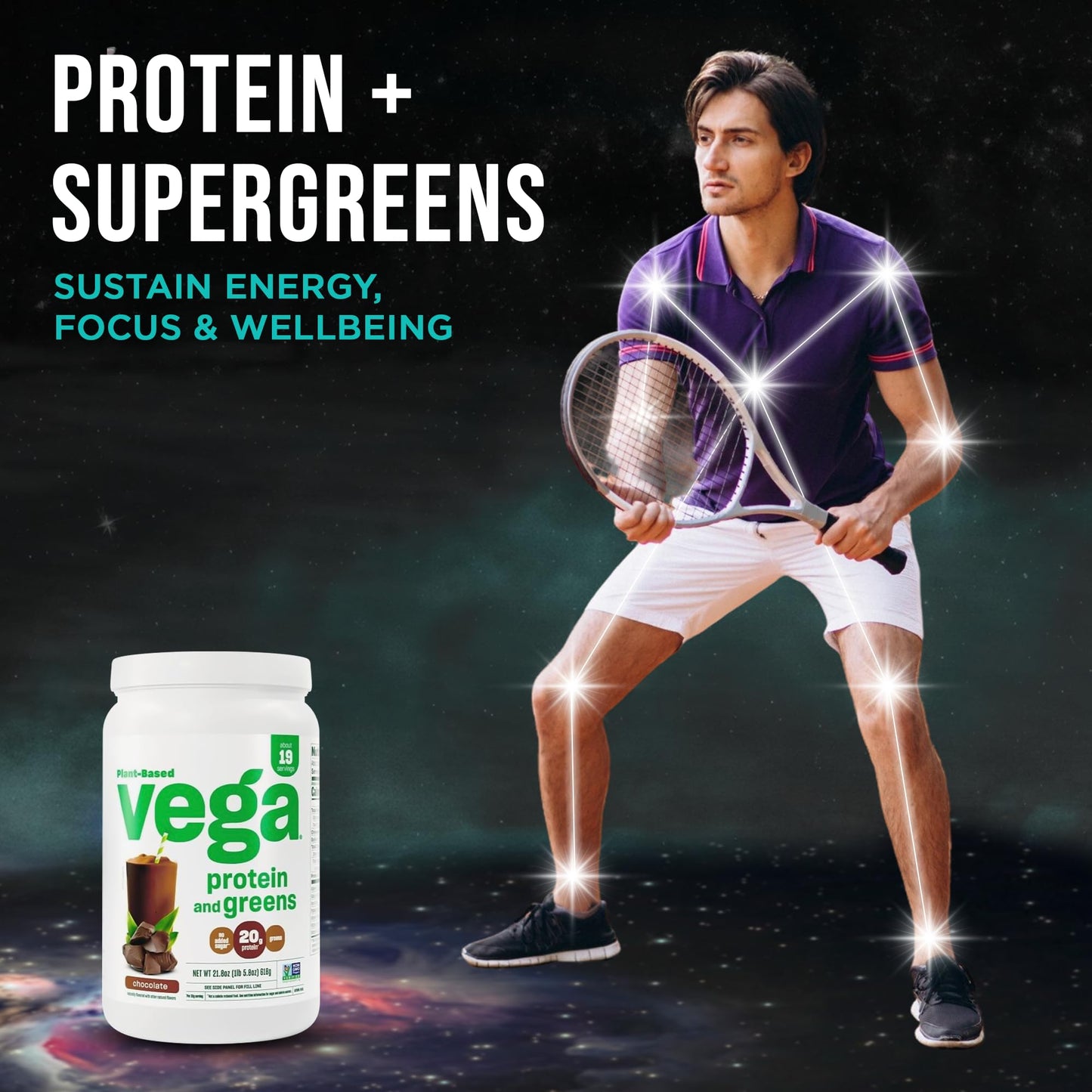 Vega Premium Protein + Supergreens Protein Powder, Chocolate, 21.8 Servings