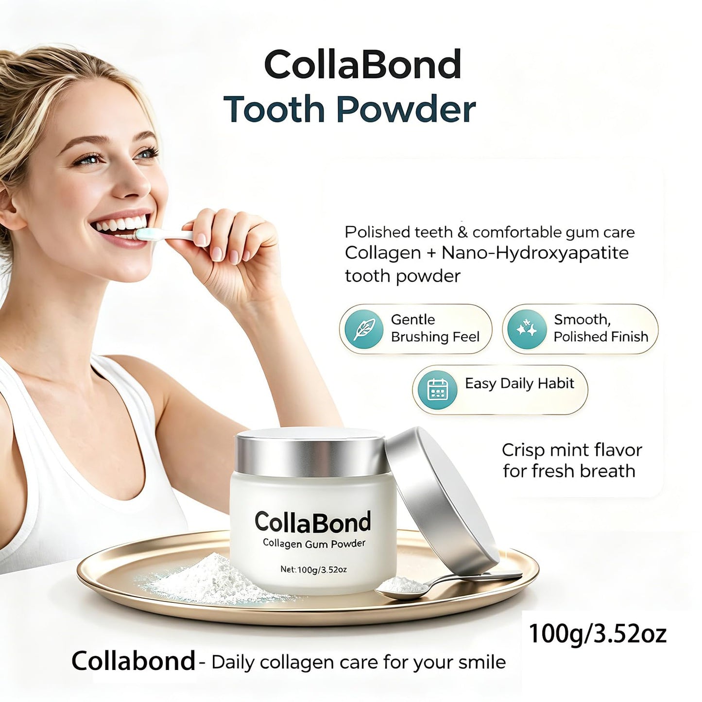 COLLABOND Collagen Gum & Brushing Powder, 3.52 oz