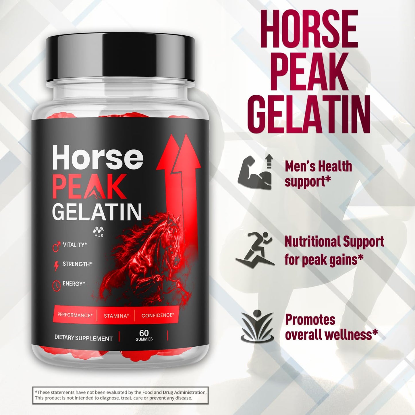 MJO Horse Peak Gelatin Gummies Supplement Formula, 180 Gummies