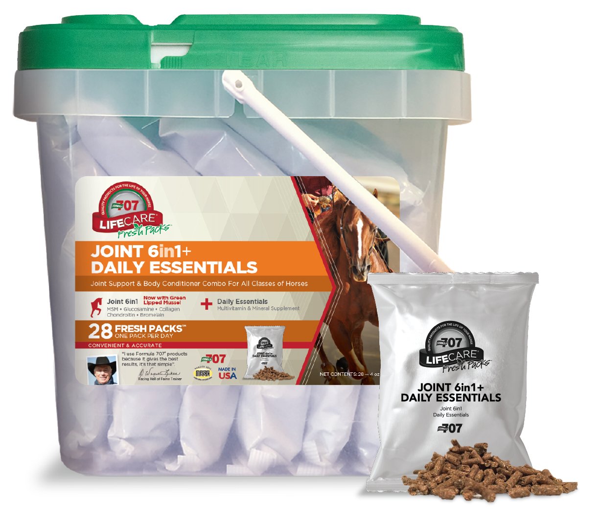 Formula 707 Joint 6in1 + Daily Essentials Combo Fresh Packs Equine Supplement Powder, 1
