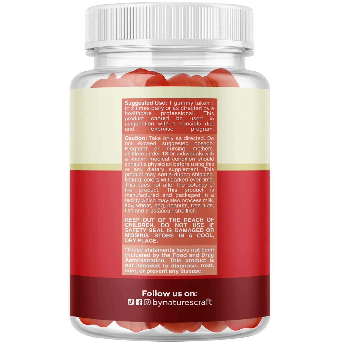 Natures Craft Apple Cider Vinegar Gummies for Weight Loss, Detox & Gut Health with B12, B6 & Pomegranate, 60 Gummies