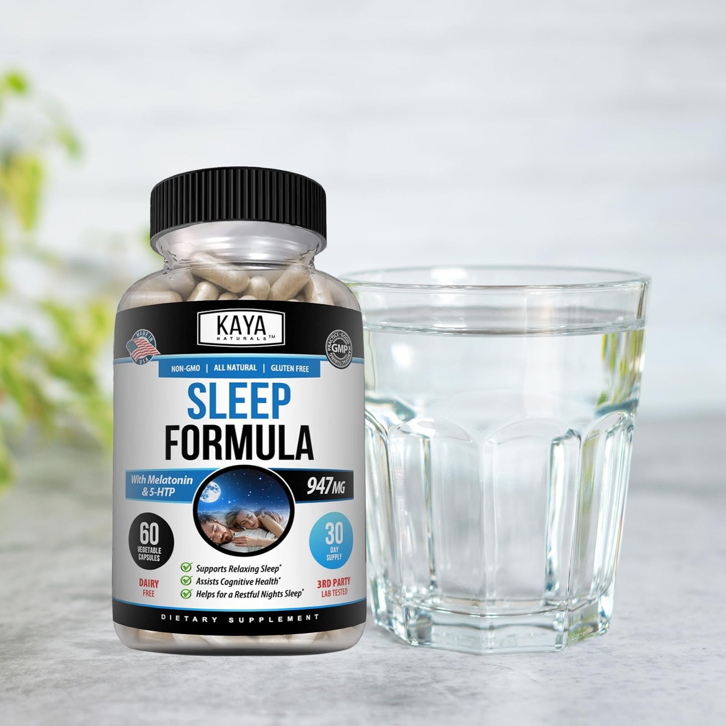 Kaya Naturals Sleep Support Formula with Melatonin Capsules 60 Count