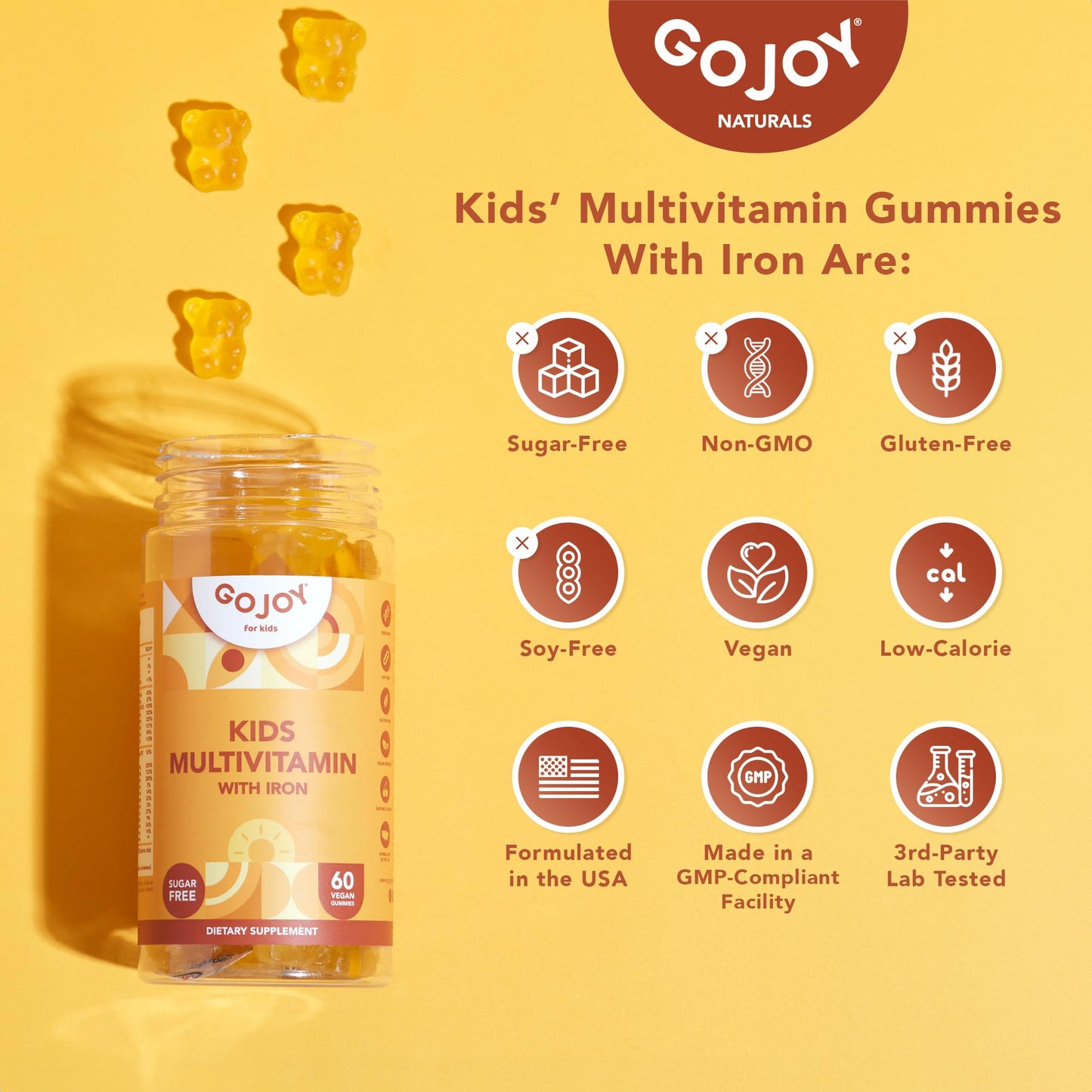 GOJOY NATURALS Iron Gummies for Kids, 60 Count