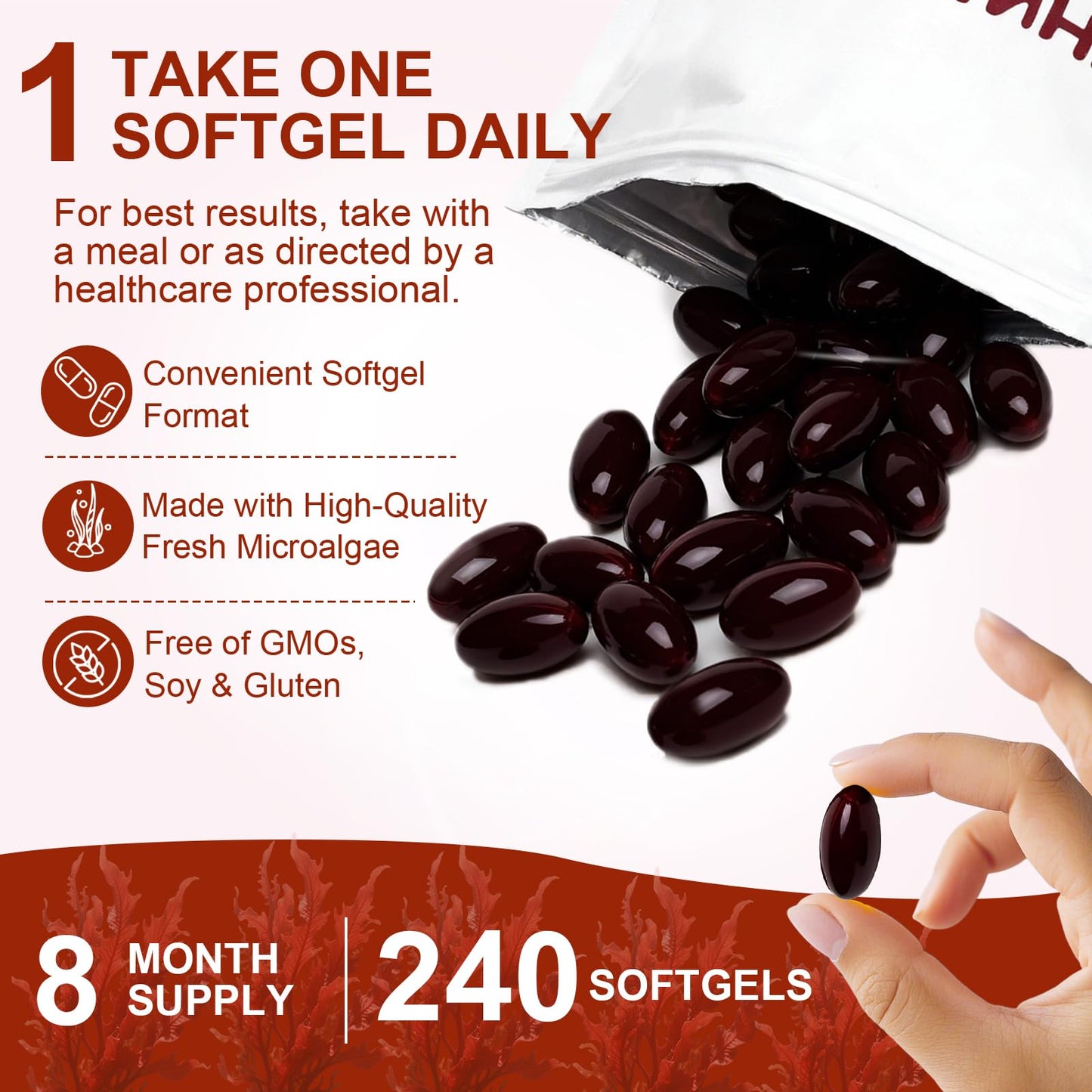 ZEYARUIBO Astaxanthin 12mg Antioxidant Supplements Capsules, 240 Count