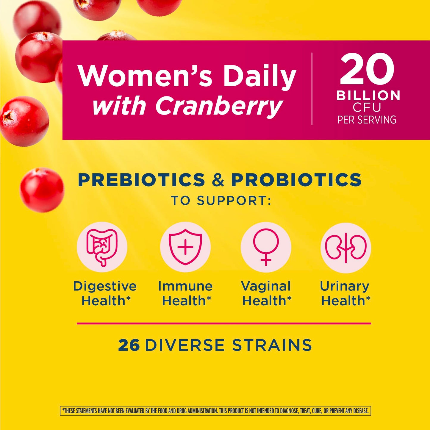 Renew Life Ultimate Flora Women's Probiotic and Prebiotic with Cranberry 20 Billion CFU 60 Capsules