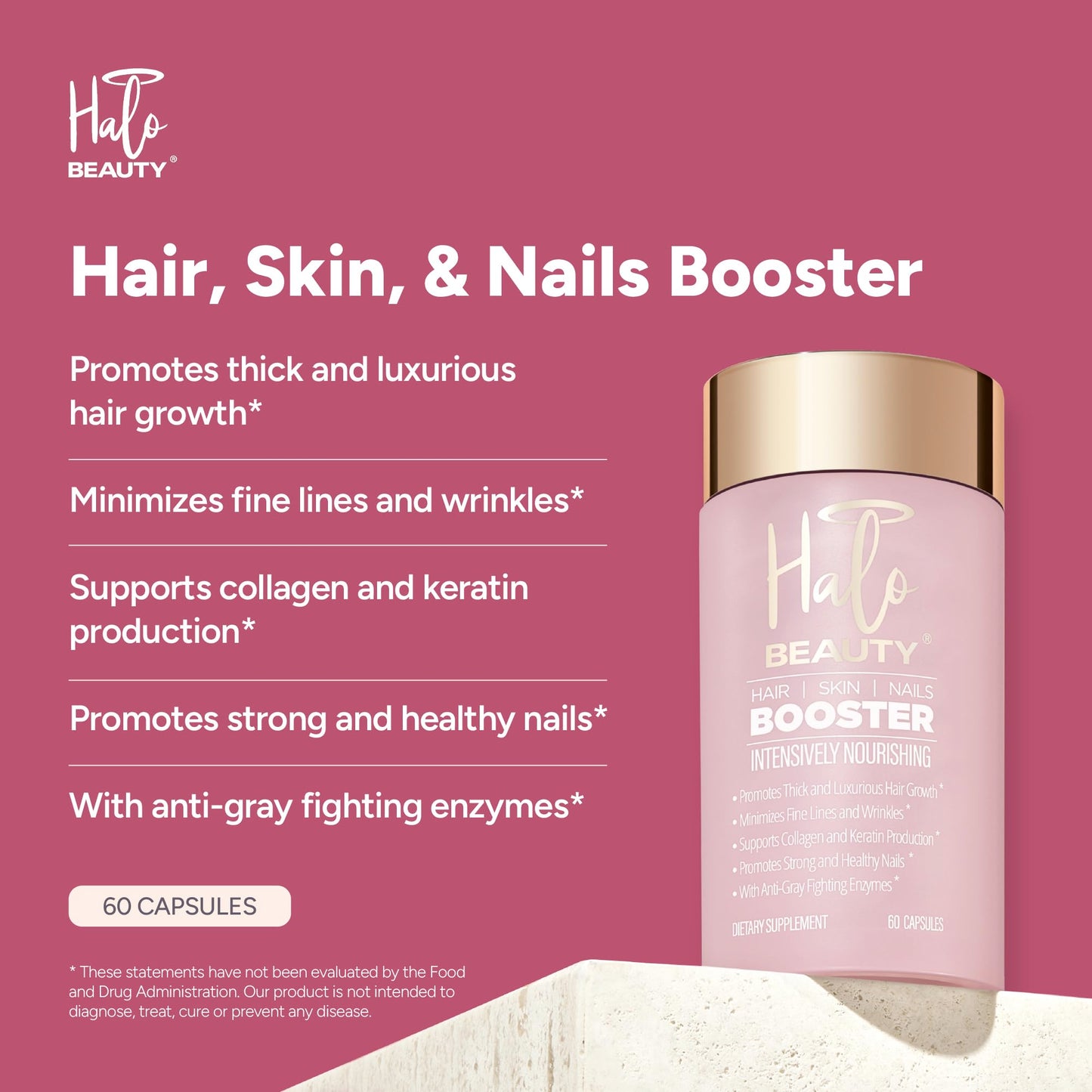 Halo Beauty Hair Skin & Nails Supplement Capsule 60 Count