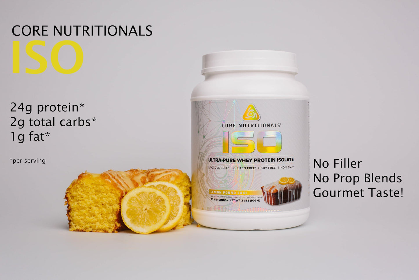 Core Nutritionals ISO Whey Protein Isolate Protein Powder, 32 Servings