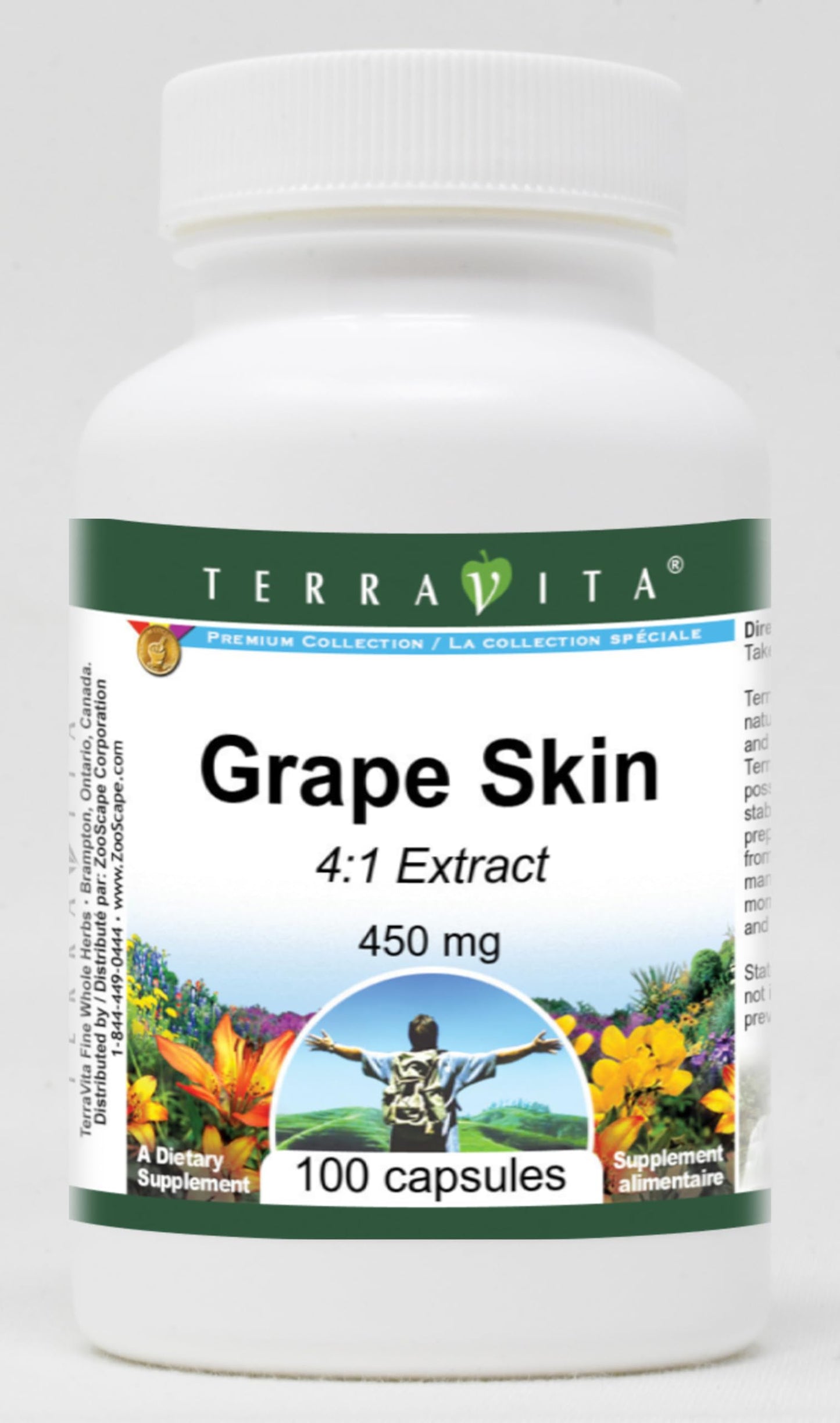 Terravita Grape Skin 4:1-450 mg Capsules, 100 Count