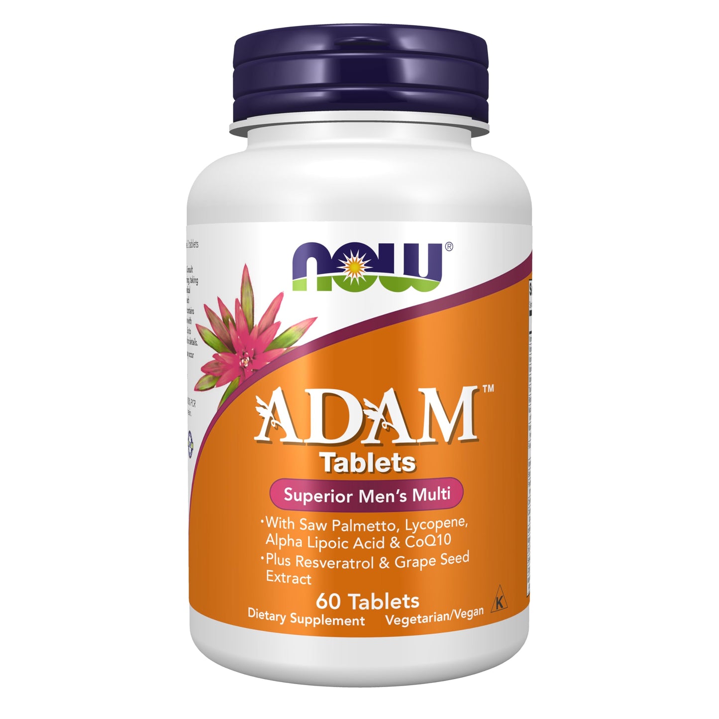 NOW Foods ADAM Men's Multivitamin with Saw Palmetto, Lycopene, Alpha Lipoic Acid and CoQ10, Plus Natural Resveratrol & Grape Seed Extract, 60 Tablets