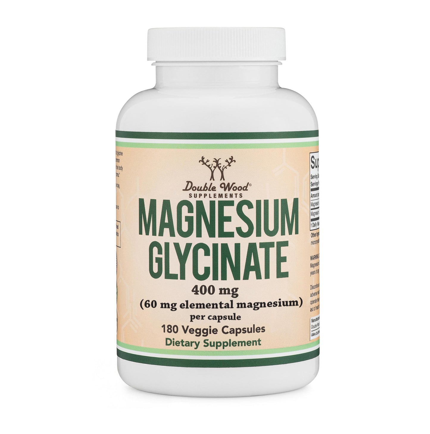 Double Wood Supplements Magnesium Glycinate 400mg Capsule 180 Count