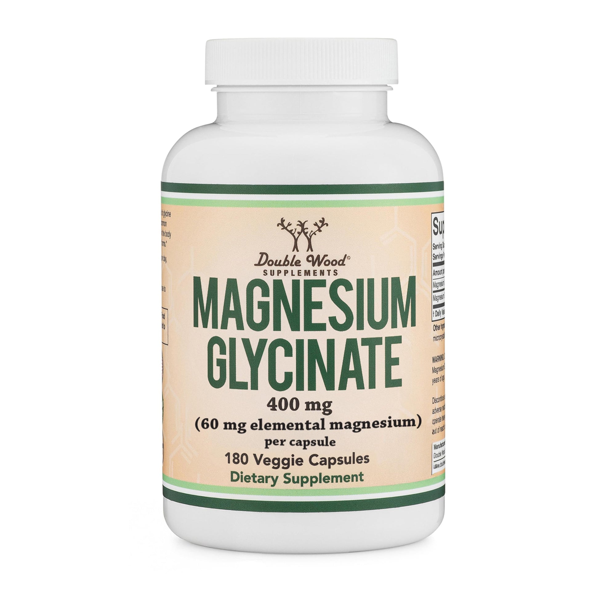 Double Wood Supplements Magnesium Glycinate 400mg Capsule 180 Count