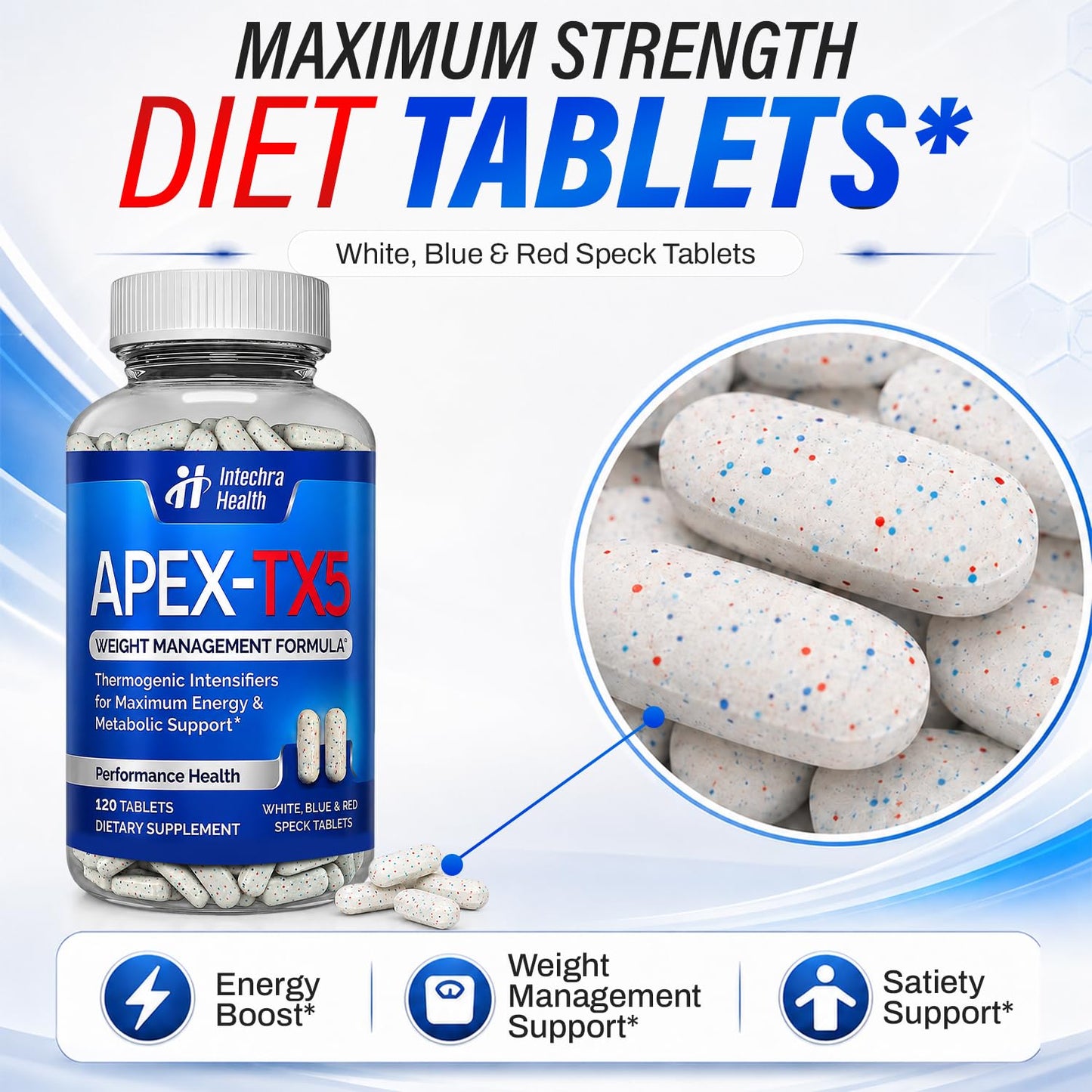 APEX-TX5 Thermogenic Diet Pills, Energy, Focus & Metabolic Support Tablets, 120 Tablets