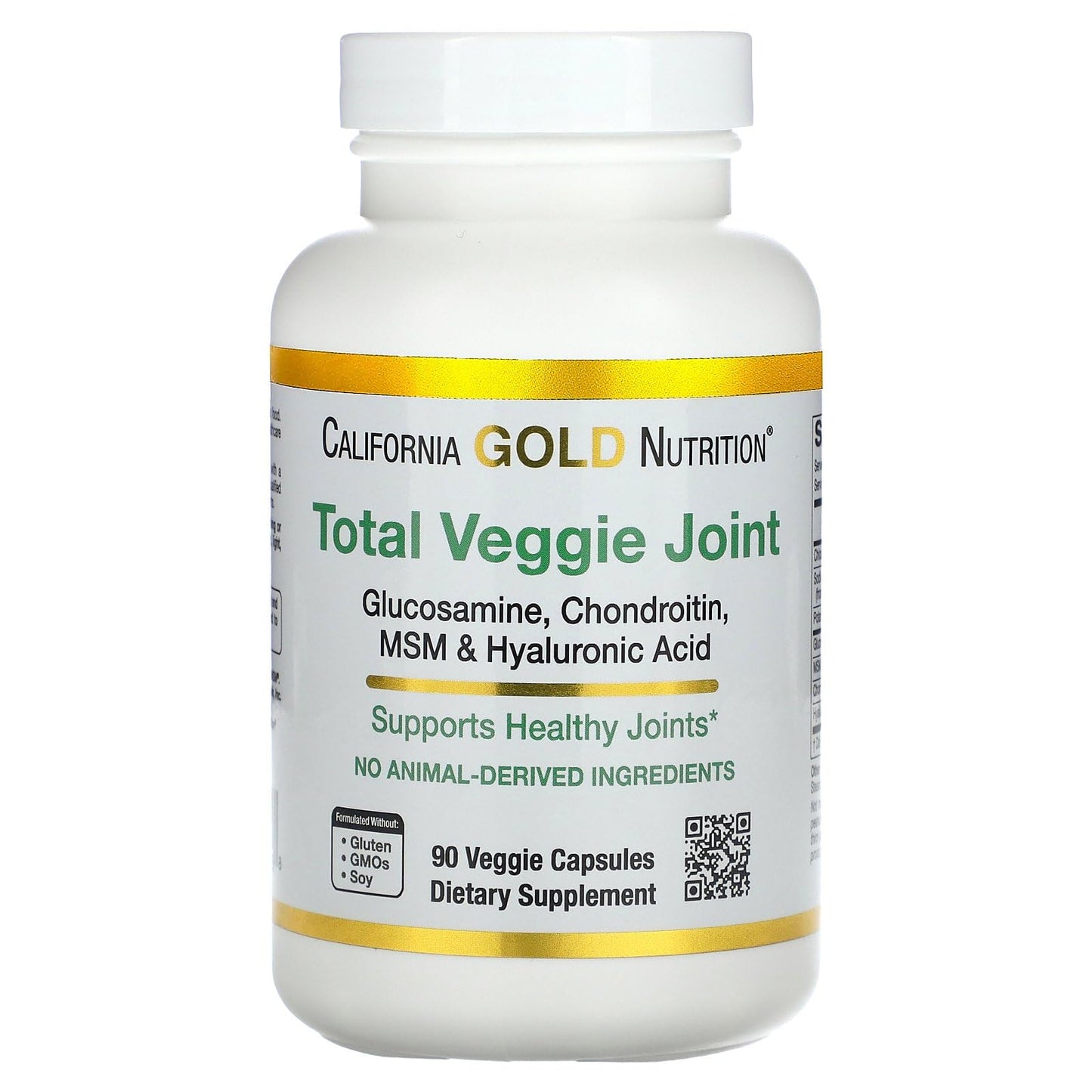 California Gold Nutrition Vegetarian Glucosamine, Chondroitin, Hyaluronic Acid, MSM, Total Veggie Joint & Bone Support Formula, 90 Capsules
