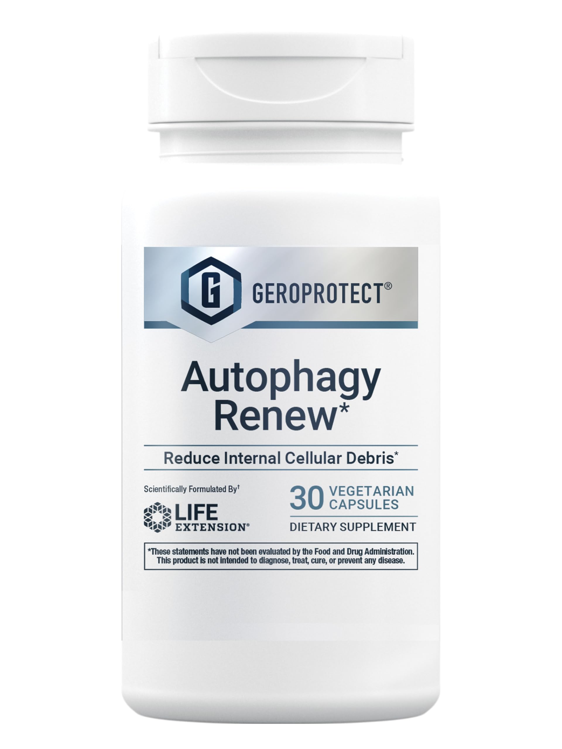 Life Extension GEROPROTECT Autophagy Renew, Luteolin, Piperlongumine, Cellular Health Support, Healthy Aging, Gluten-Free, Non-GMO, Vegetarian, 30 Capsules