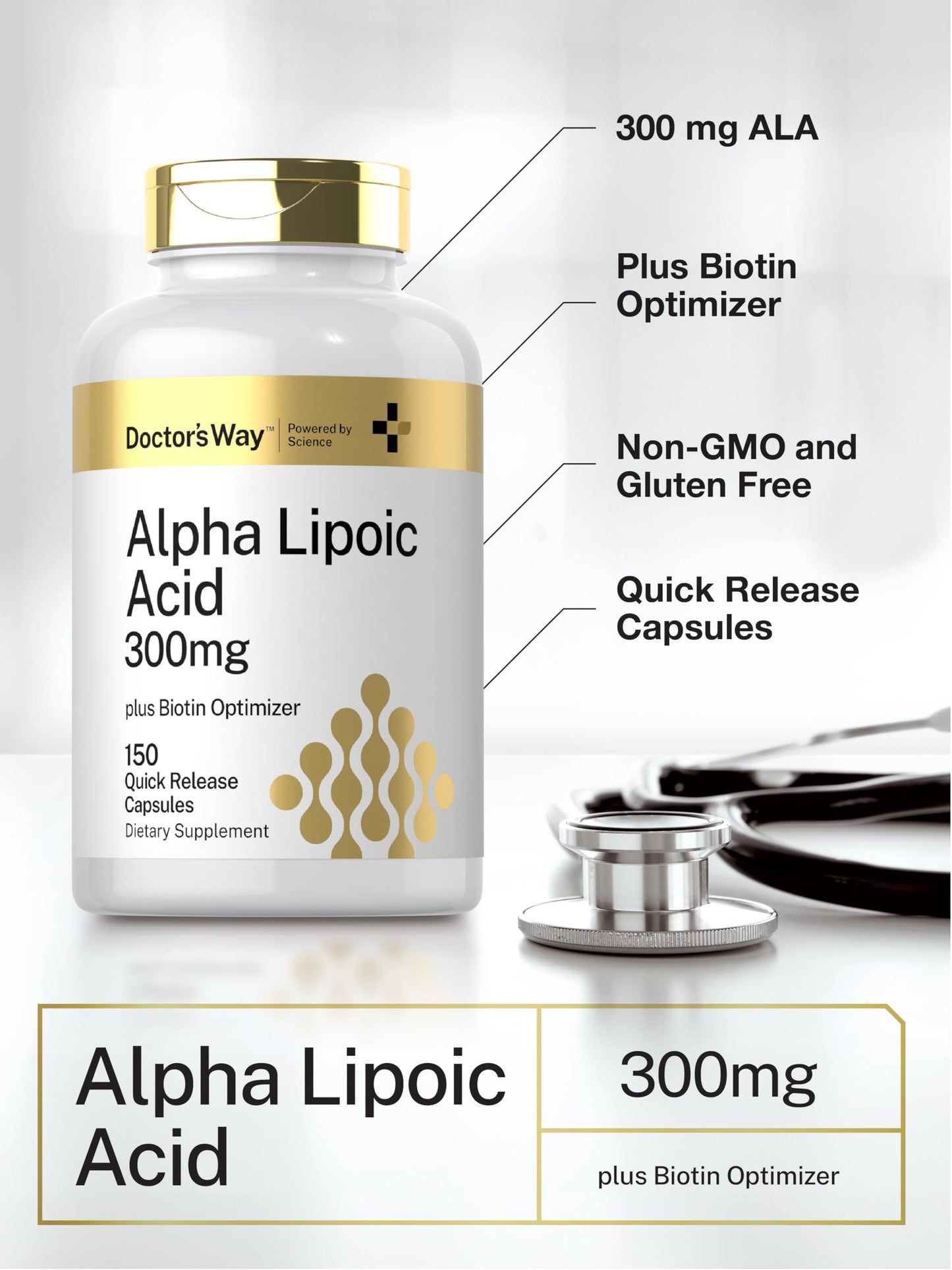 Doctor's Way Alpha Lipoic Acid 300mg Capsules, 150 Count